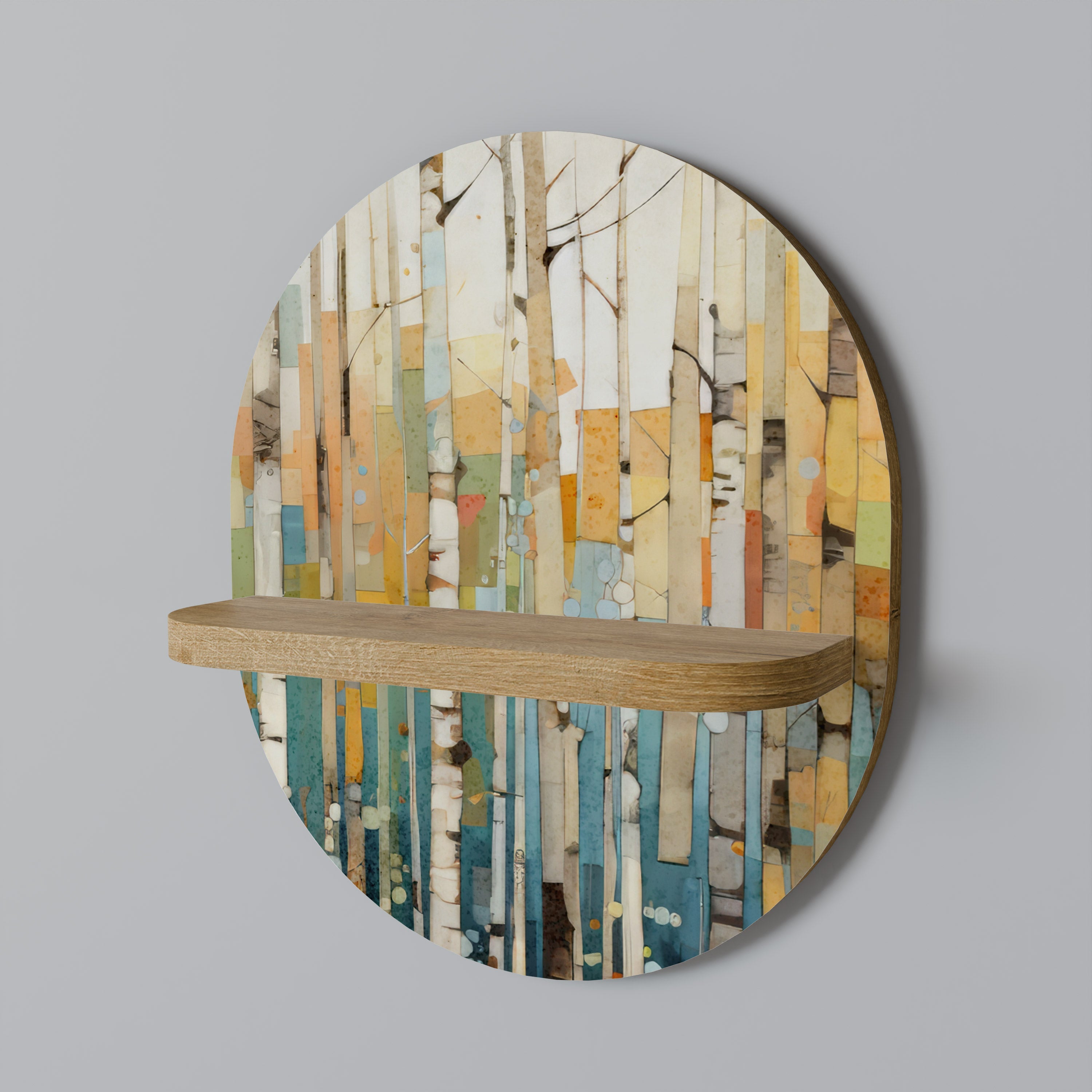 BIRCH KALEIDOSCOPE Ovales Kunstregal in Eichenoptik