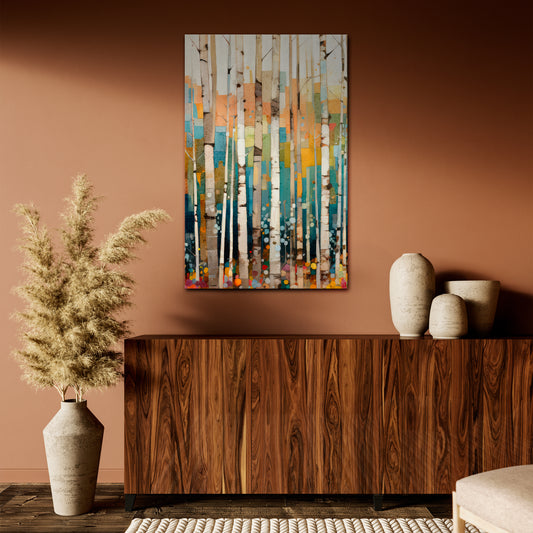 BIRCH KALEIDOSCOPE Vertical Canvas Print