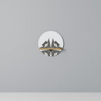 MONOCHROME NEXUS Rundes Kunstregal in Eiche-Optik