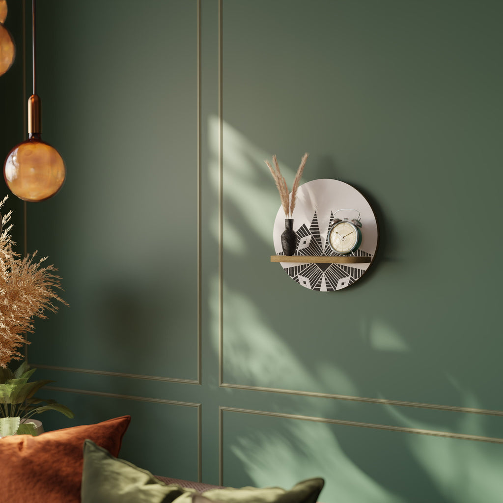 MONOCHROME NEXUS Rundes Kunstregal in Eiche-Optik