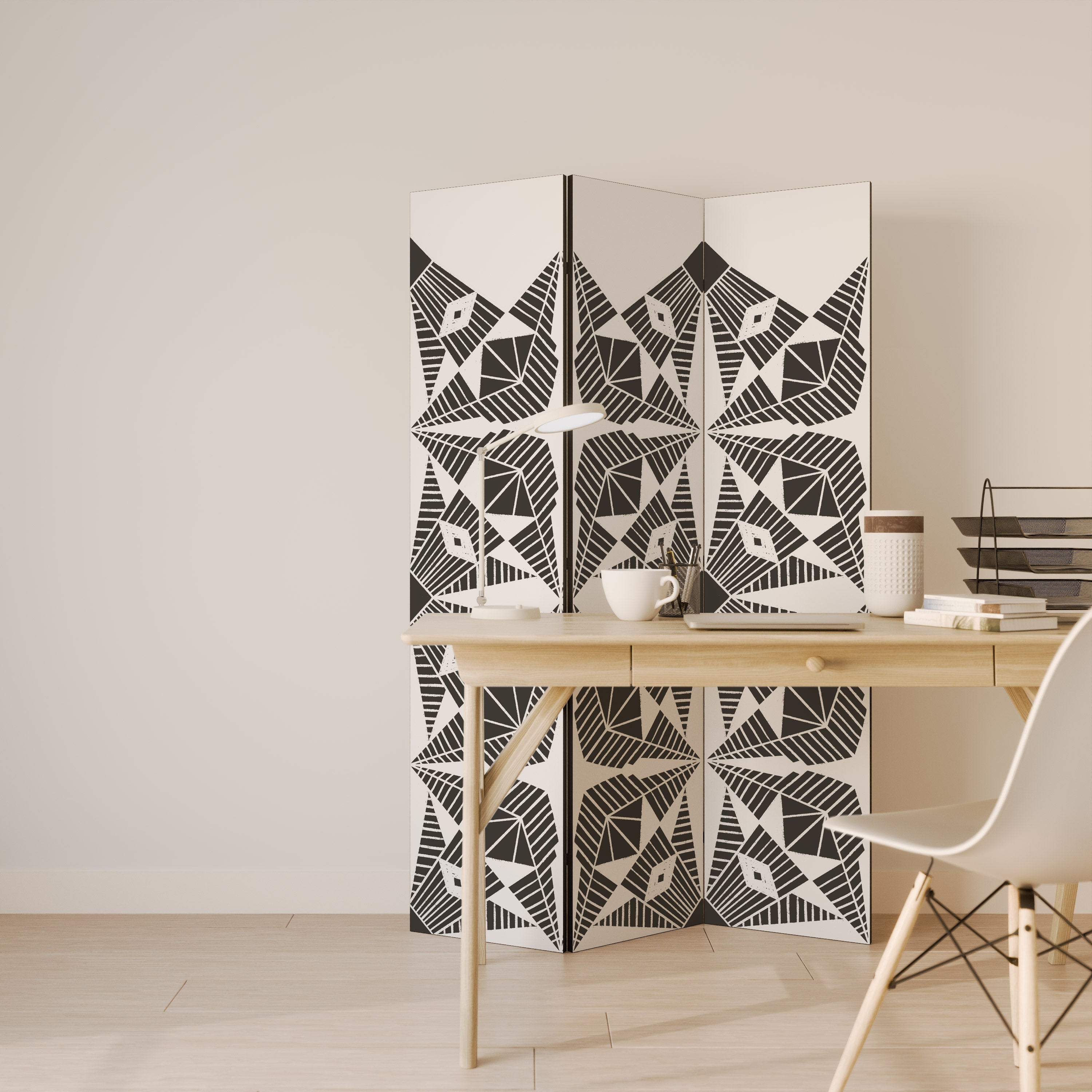 MONOCHROME NEXUS Dekorativer 3-teiliger Raumteiler