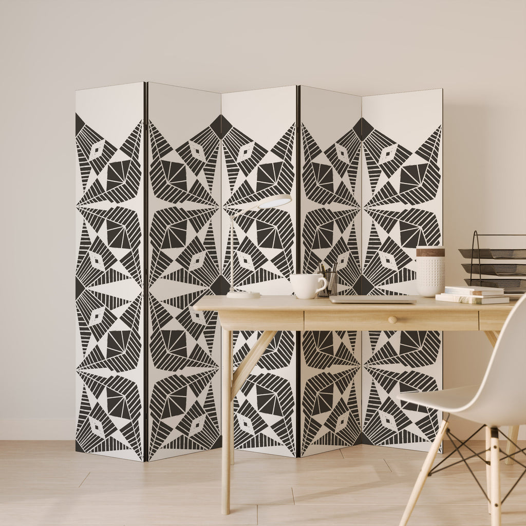 MONOCHROME NEXUS Decorative 5-Panel Room Divider