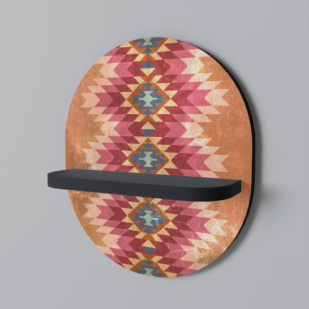 INDIAN FOLK Ovales Kunstregal in Schwarz