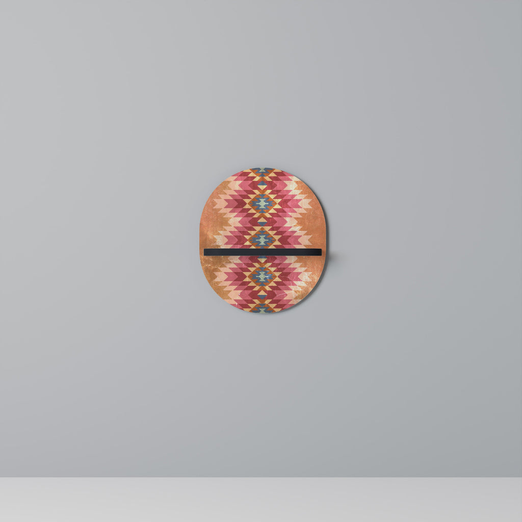 INDIAN FOLK Ovales Kunstregal in Schwarz