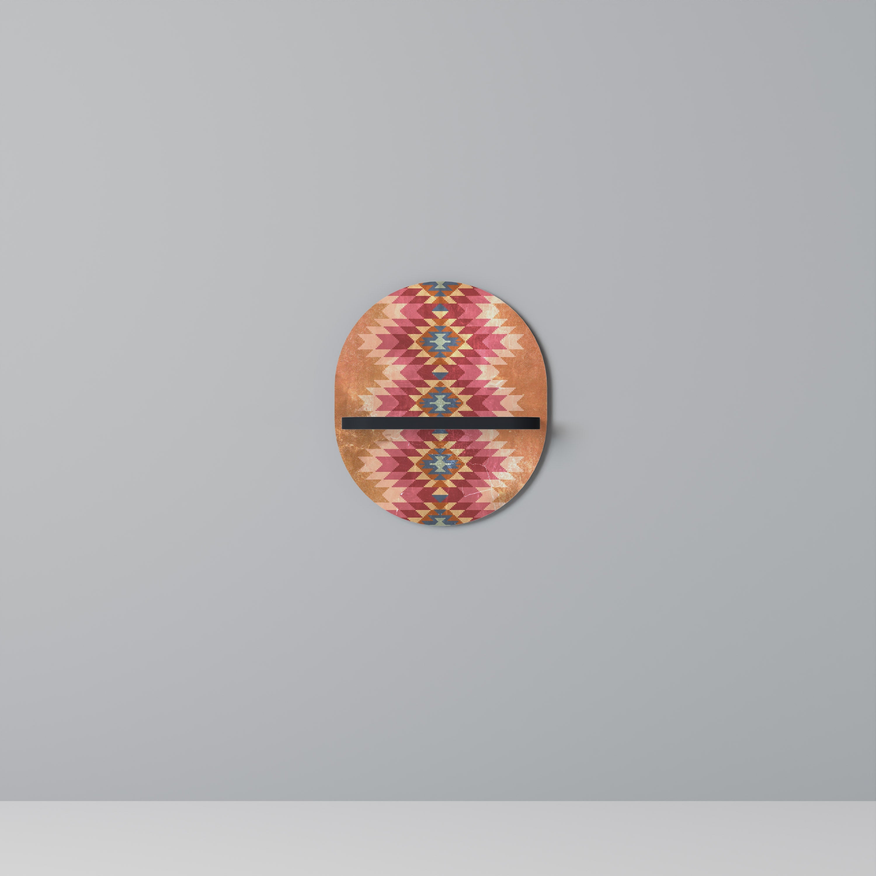 INDIAN FOLK Ovales Kunstregal in Schwarz