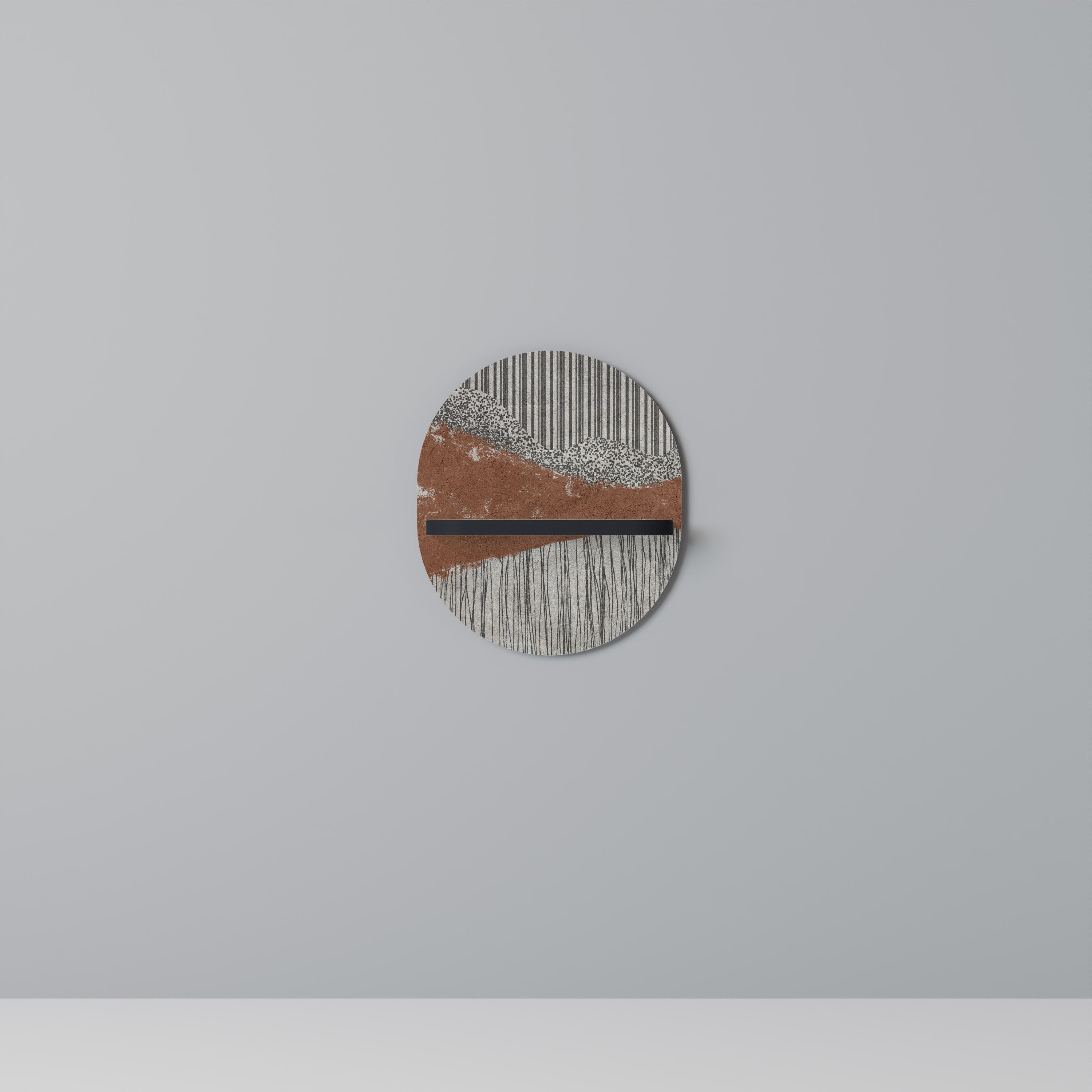 STRIPED TERRAIN Ovales Kunstregal in Schwarz