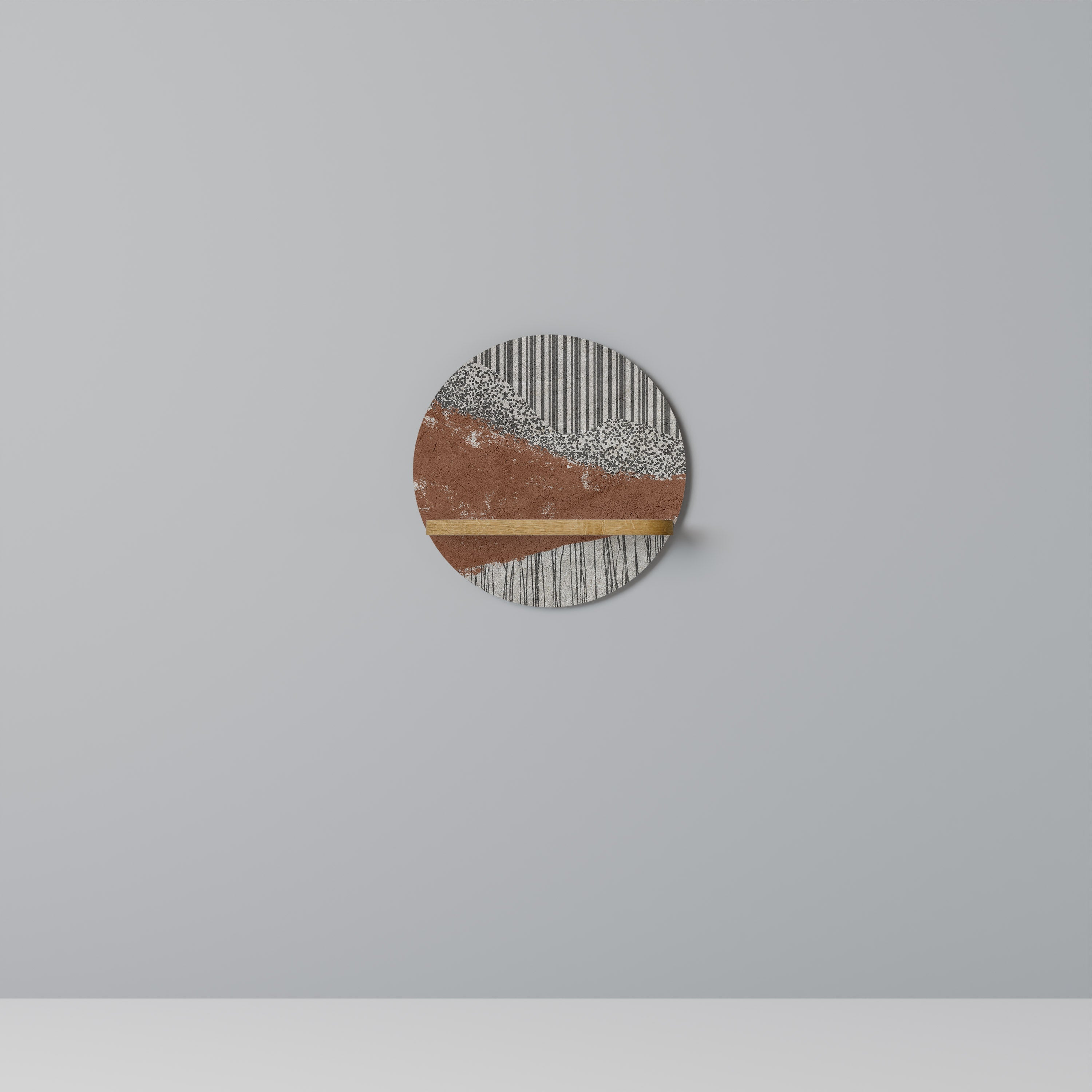 STRIPED TERRAIN Rundes Kunstregal in Eiche-Optik