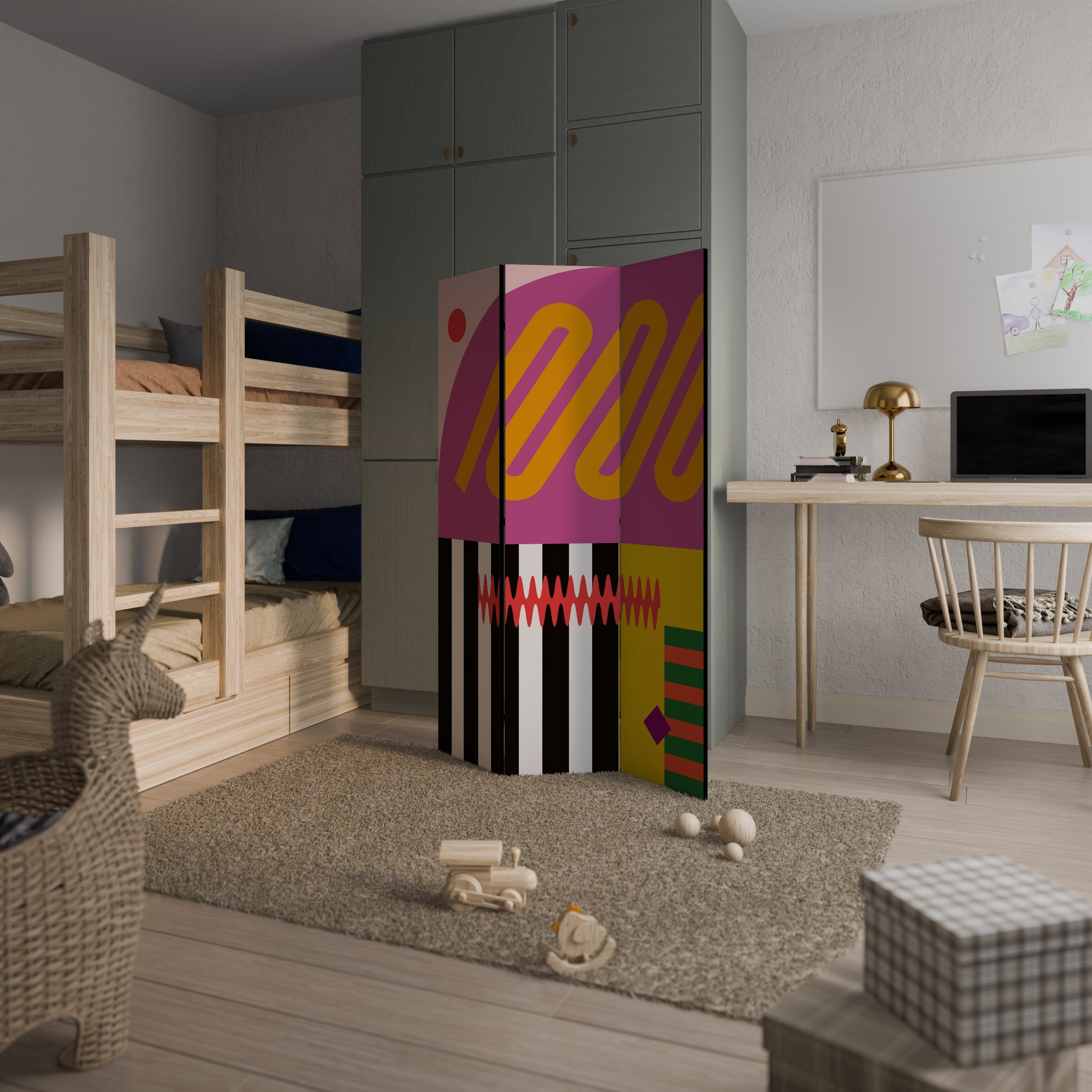 VIVID ART Dekorativer 3-teiliger Raumteiler