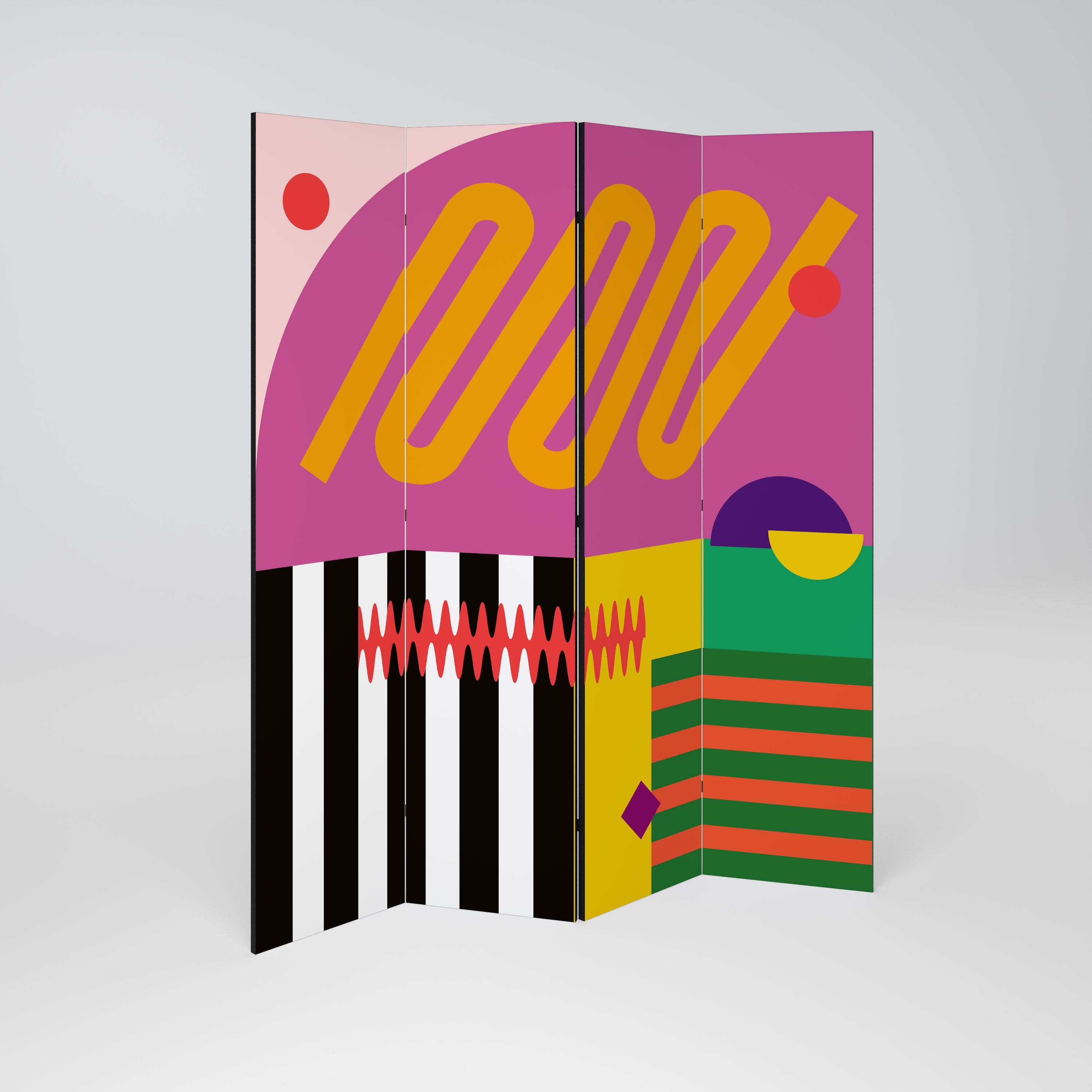 VIVID ART Dekorativer 4-teiliger Raumteiler