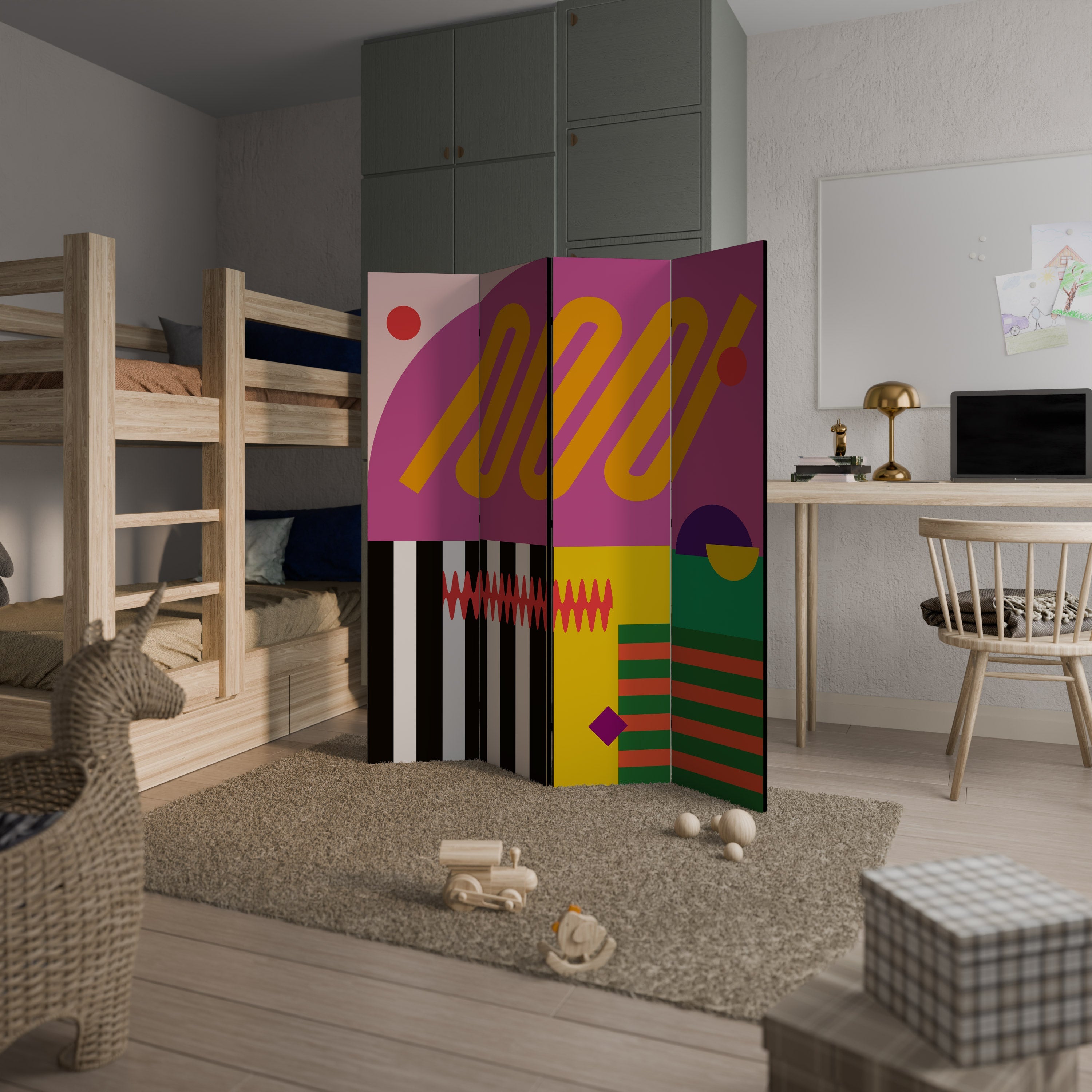 VIVID ART Dekorativer 4-teiliger Raumteiler