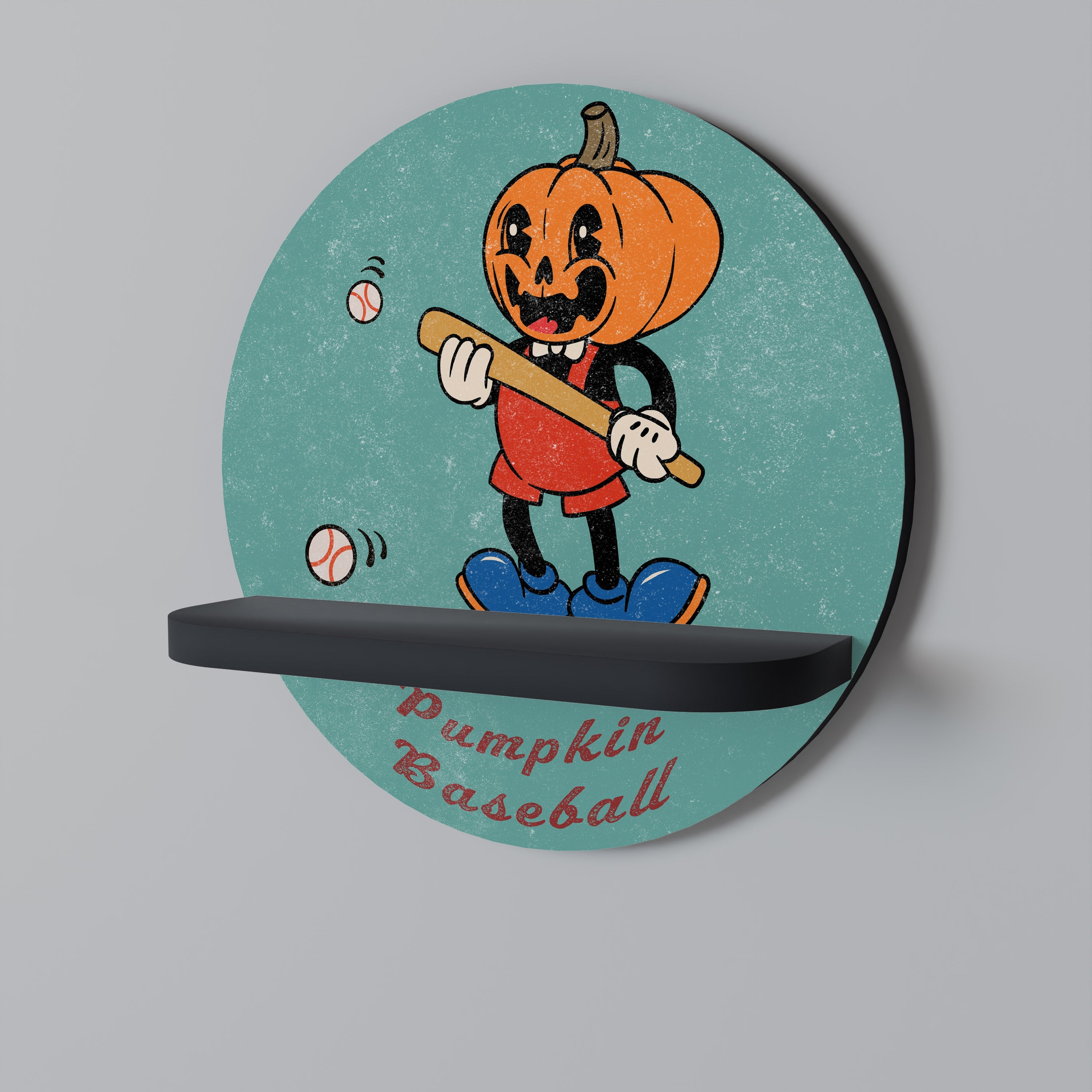 PUMPKIN BASEBALL Rundes Kunstregal in Schwarz