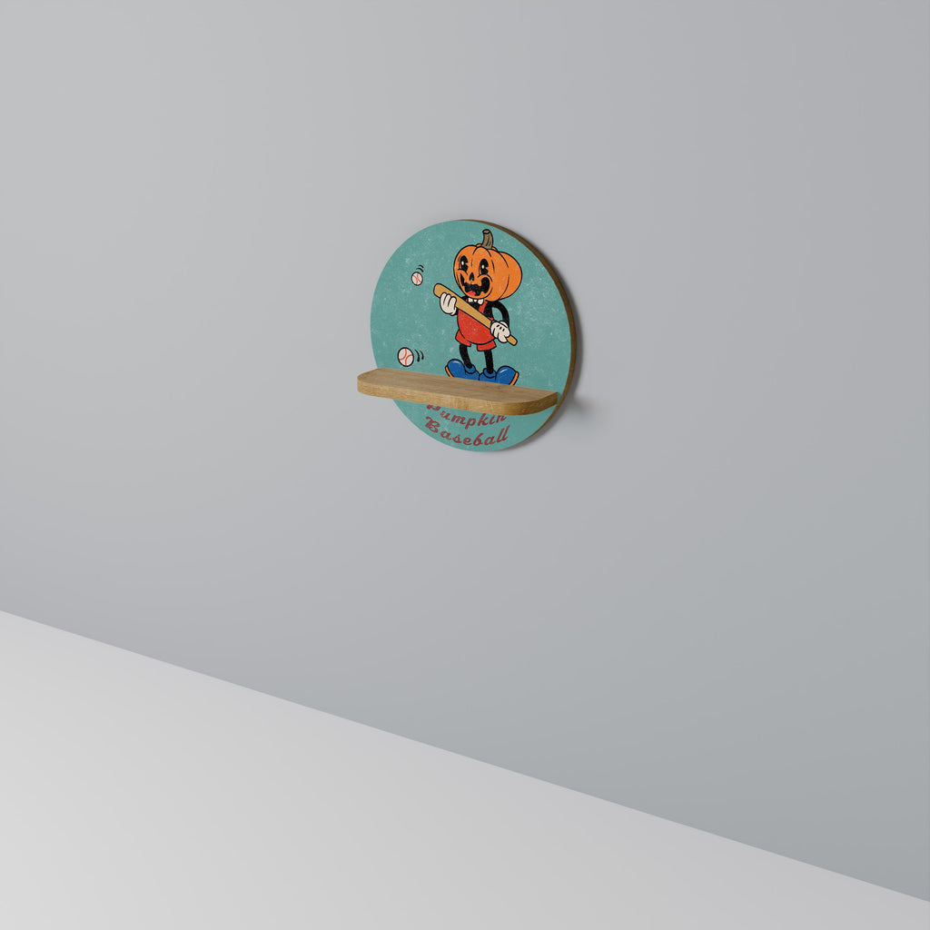 PUMPKIN BASEBALL Rundes Kunstregal in Eiche-Optik