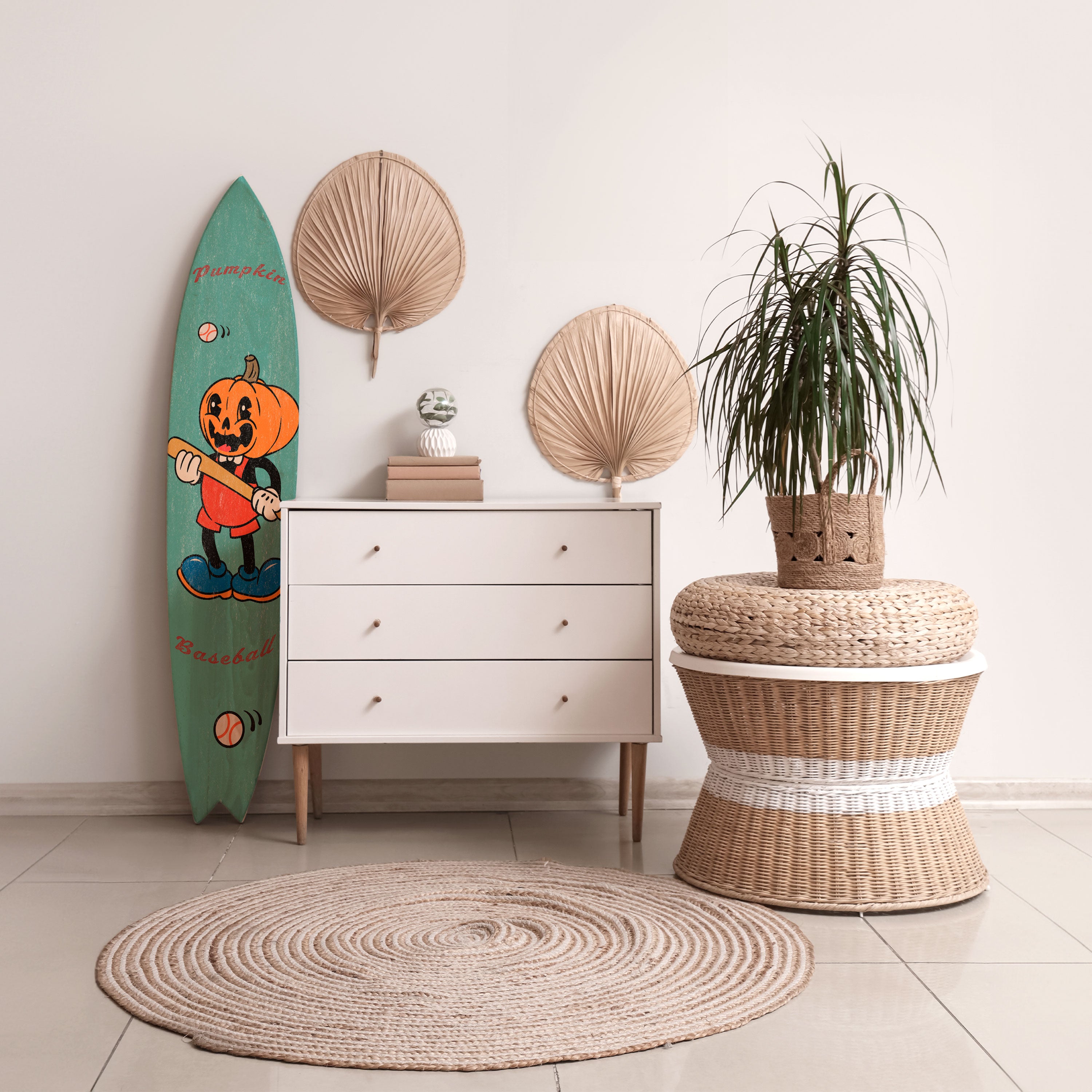 PUMPKIN BASEBALL Deko-Surfboard