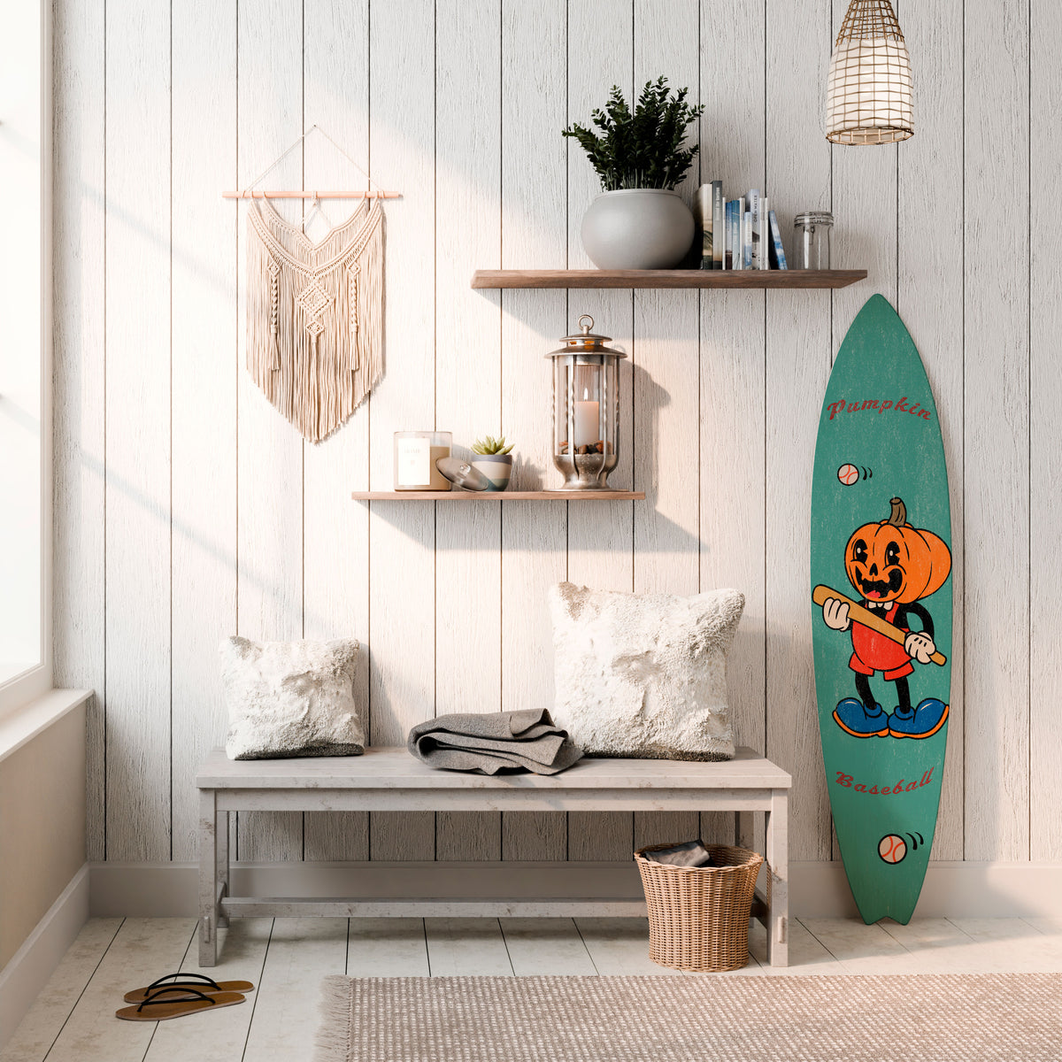 PUMPKIN BASEBALL Surfboard Decorative Panel