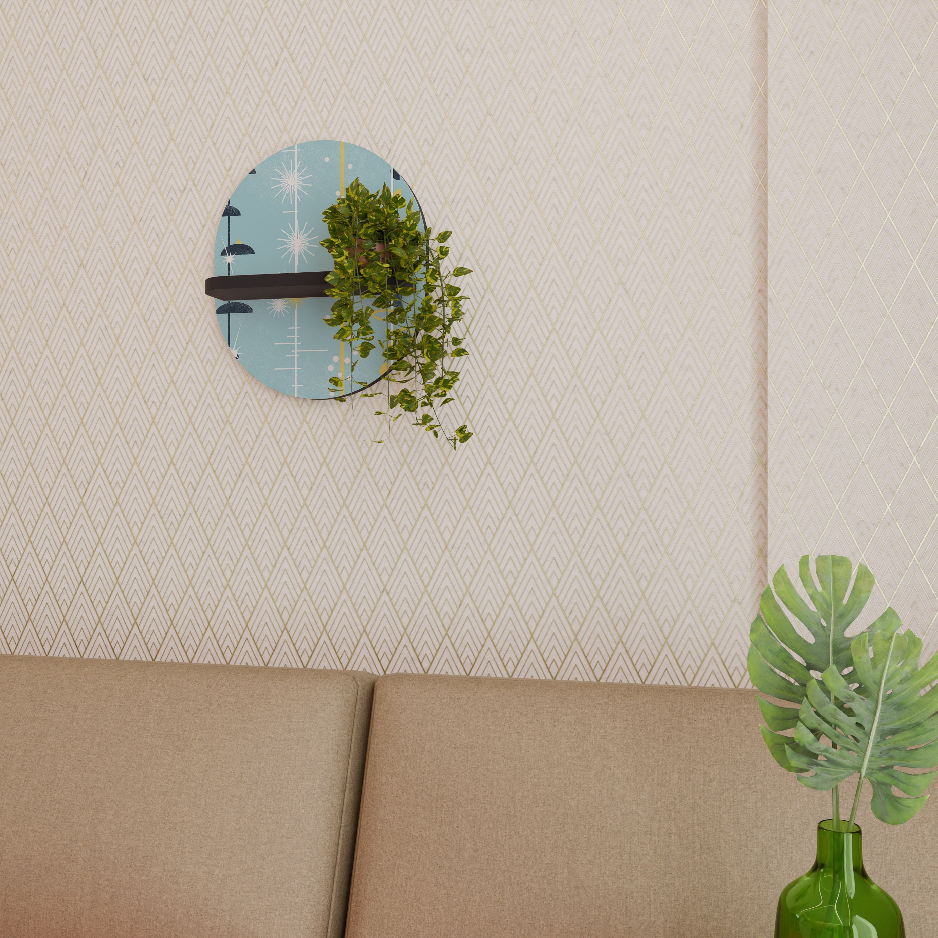 PATHS TO HAPPINESS Ovales Kunstregal in Schwarz