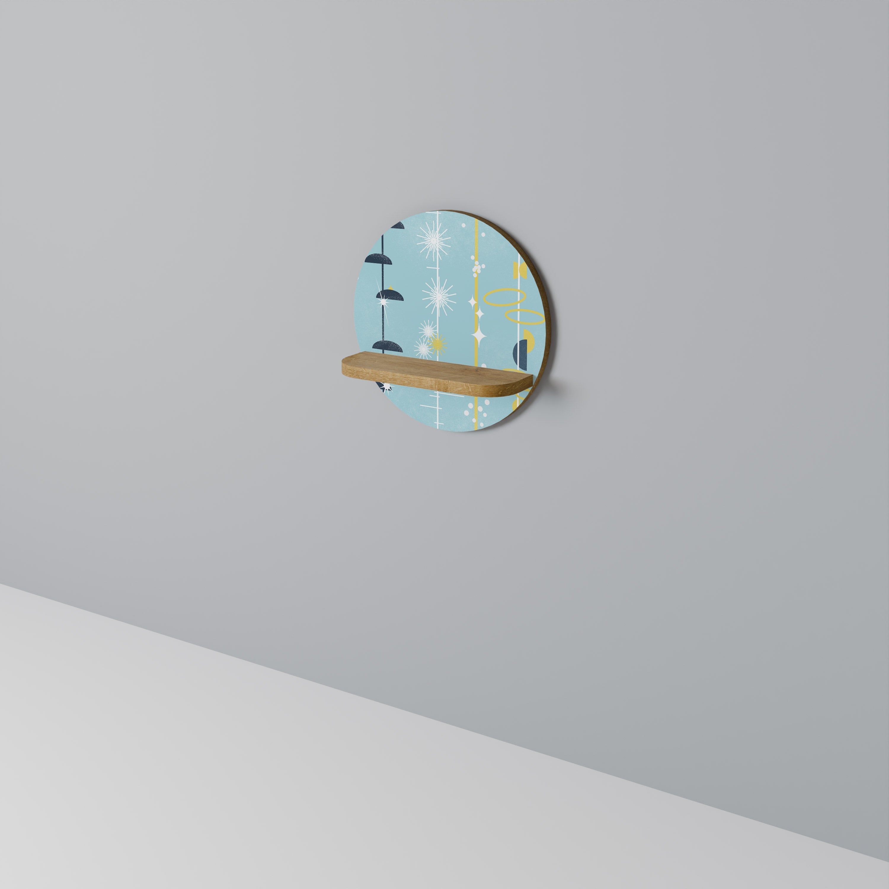 PATHS TO HAPPINESS Rundes Kunstregal in Eiche-Optik