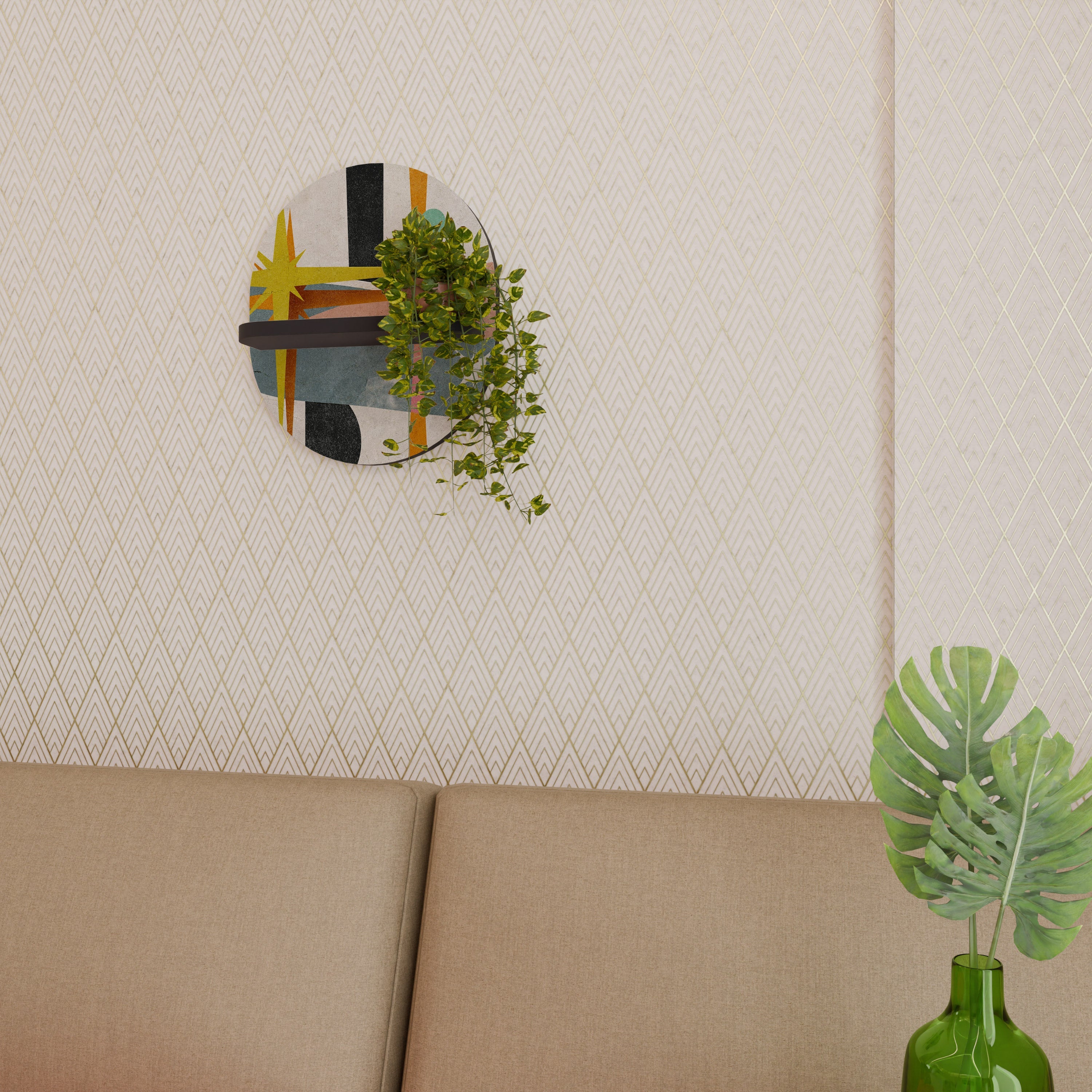 INTERSTELLAR VIBES Ovales Kunstregal in Schwarz