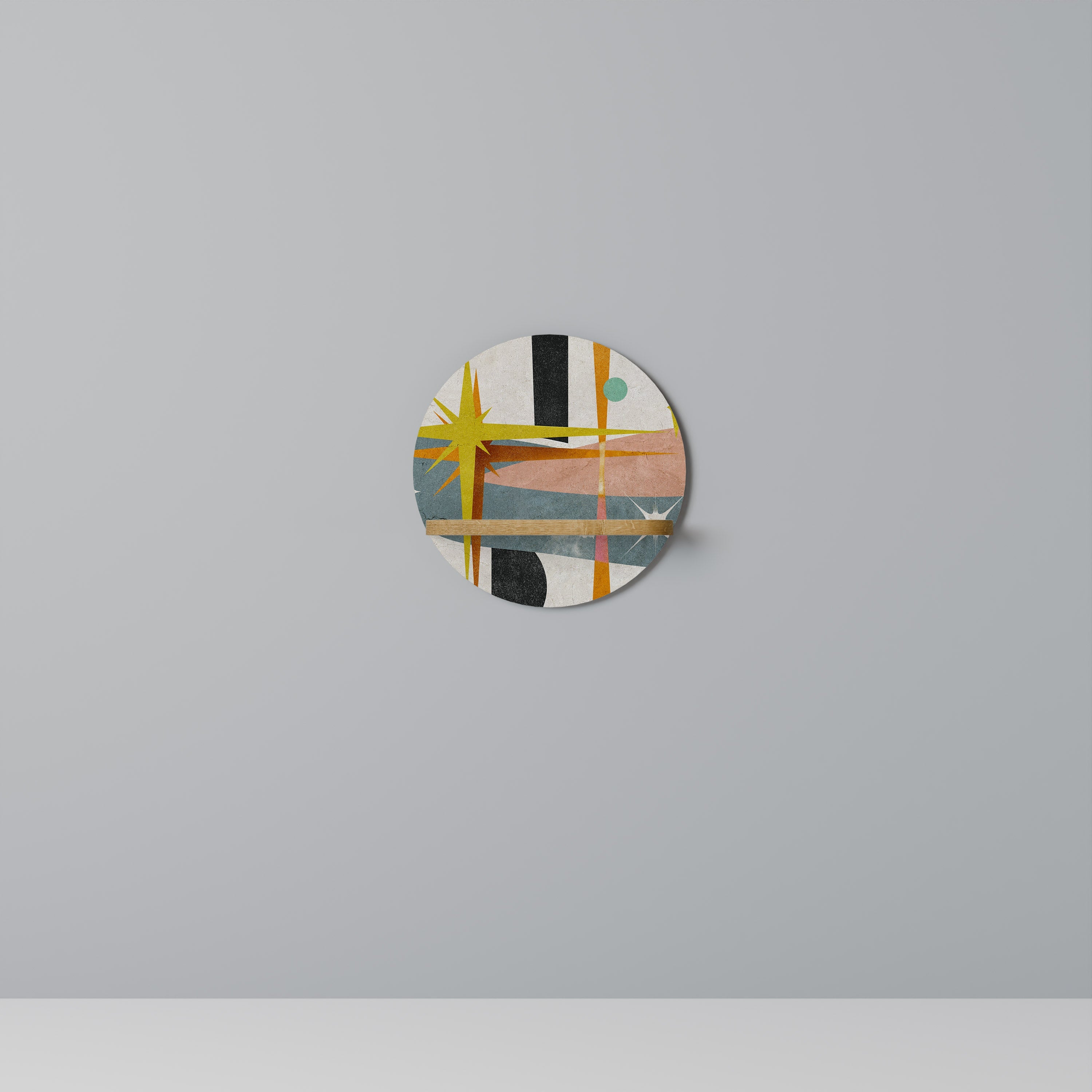 INTERSTELLAR VIBES Rundes Kunstregal in Eiche-Optik