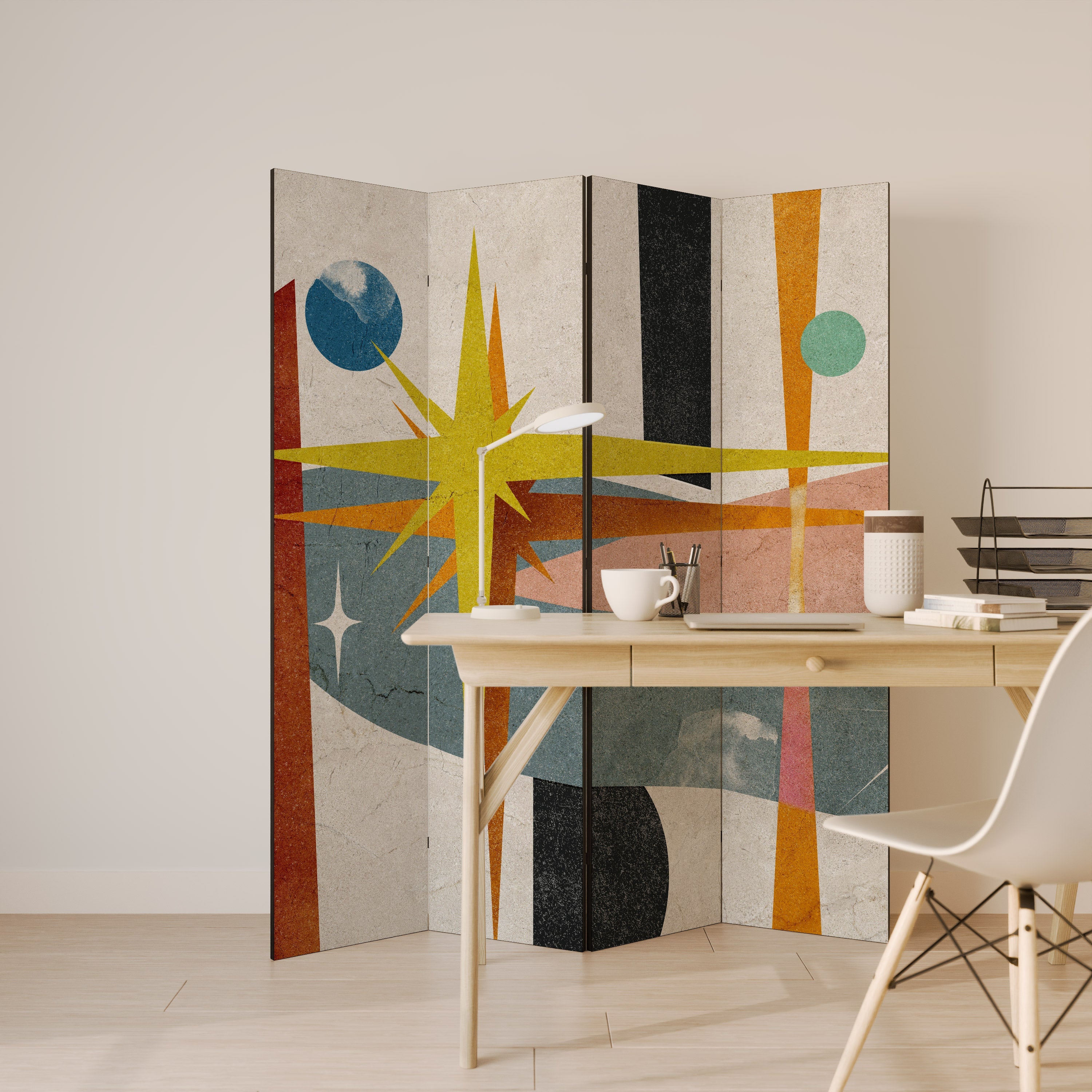 INTERSTELLAR VIBES Dekorativer 4-teiliger Raumteiler