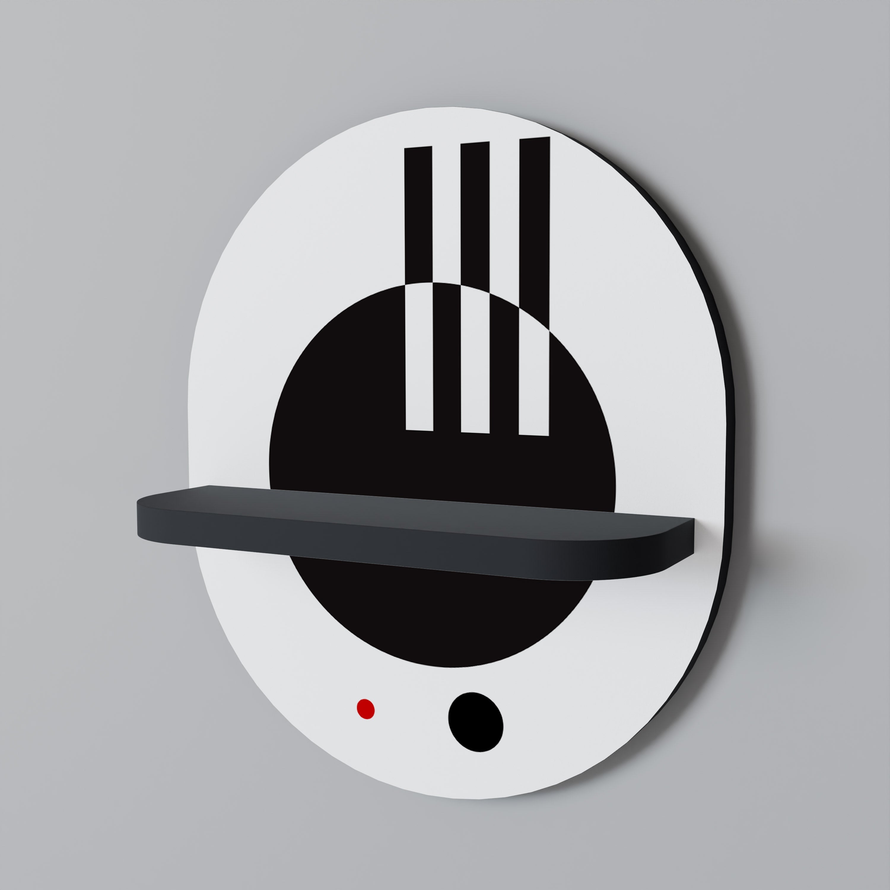 BLACK AND WHITE COMBINATION Ovales Kunstregal in Schwarz