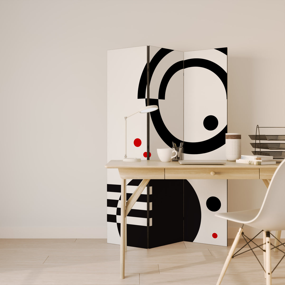 BLACK AND WHITE COMBINATION 3-teiliger Paravent