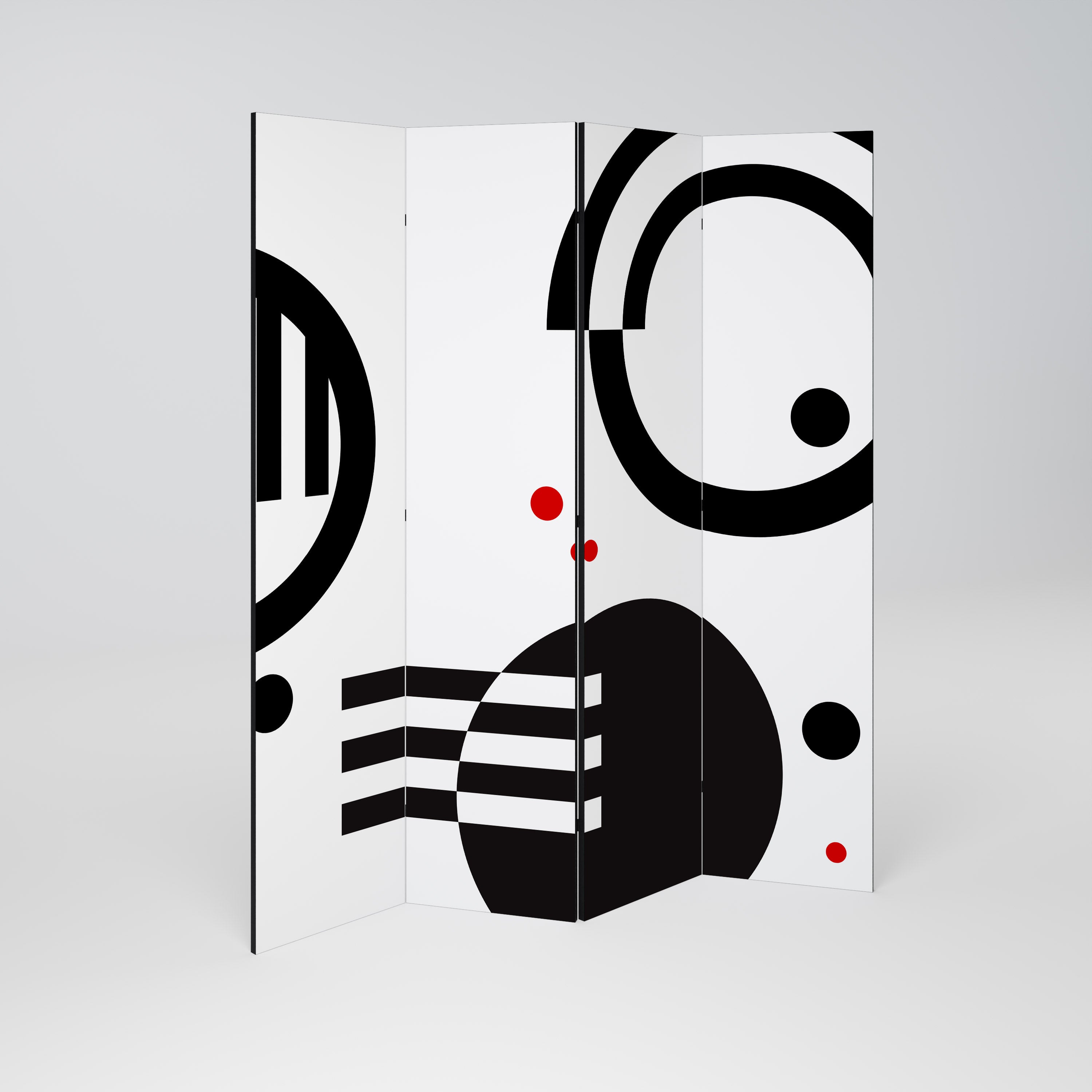 BLACK AND WHITE COMBINATION 4-teiliger Paravent