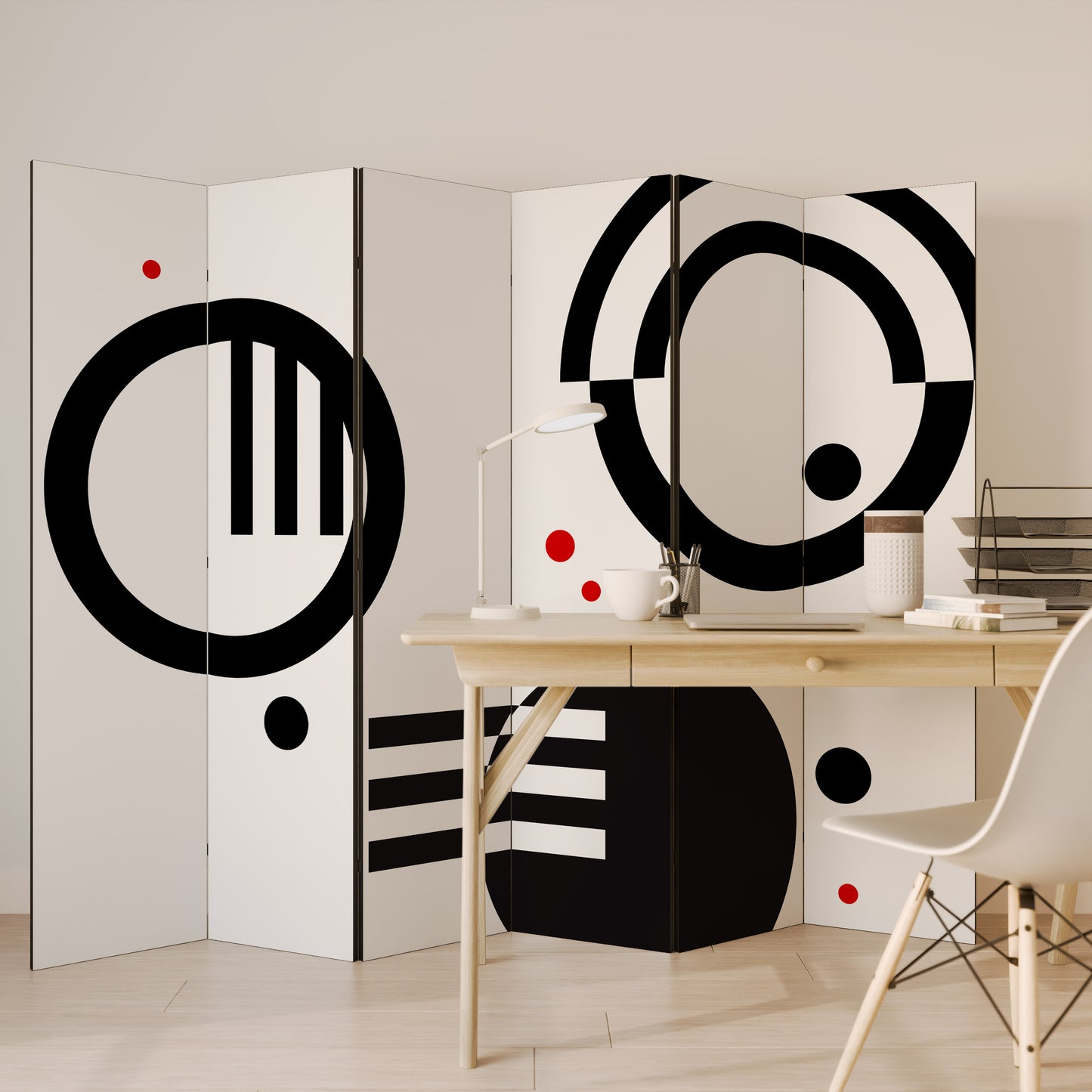 BLACK AND WHITE COMBINATION 6-teiliger Paravent