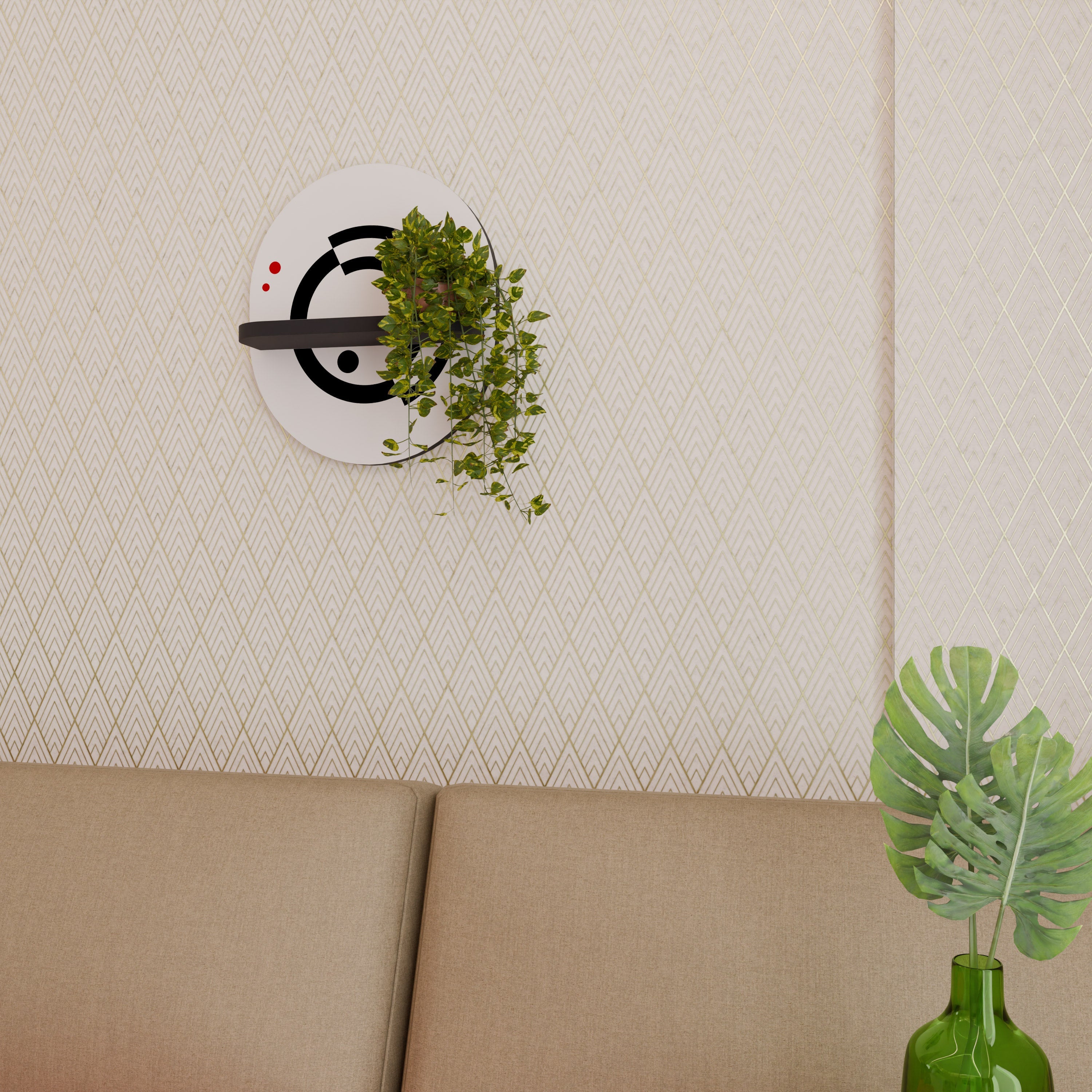 ORBITAL FLOW Ovales Kunstregal in Schwarz