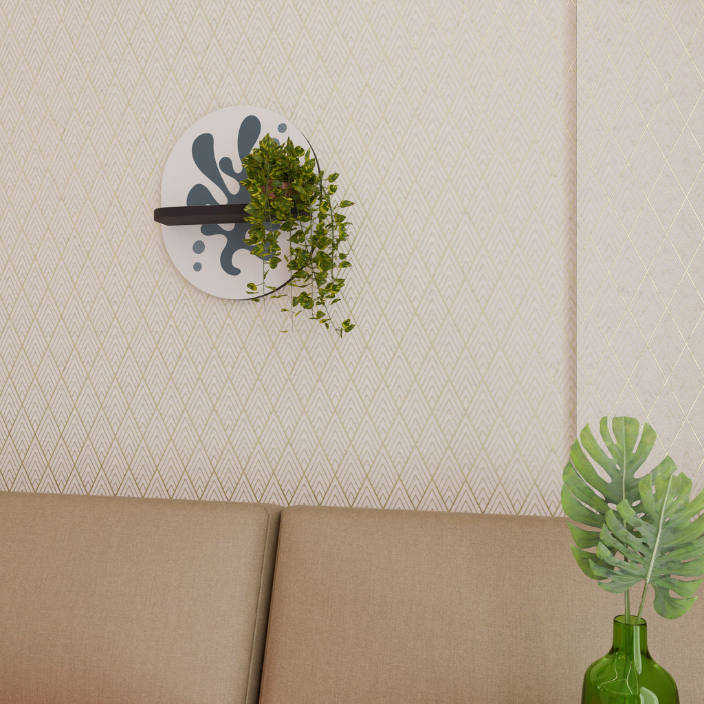 WONDERLAND VEGETATION Ovales Kunstregal in Schwarz