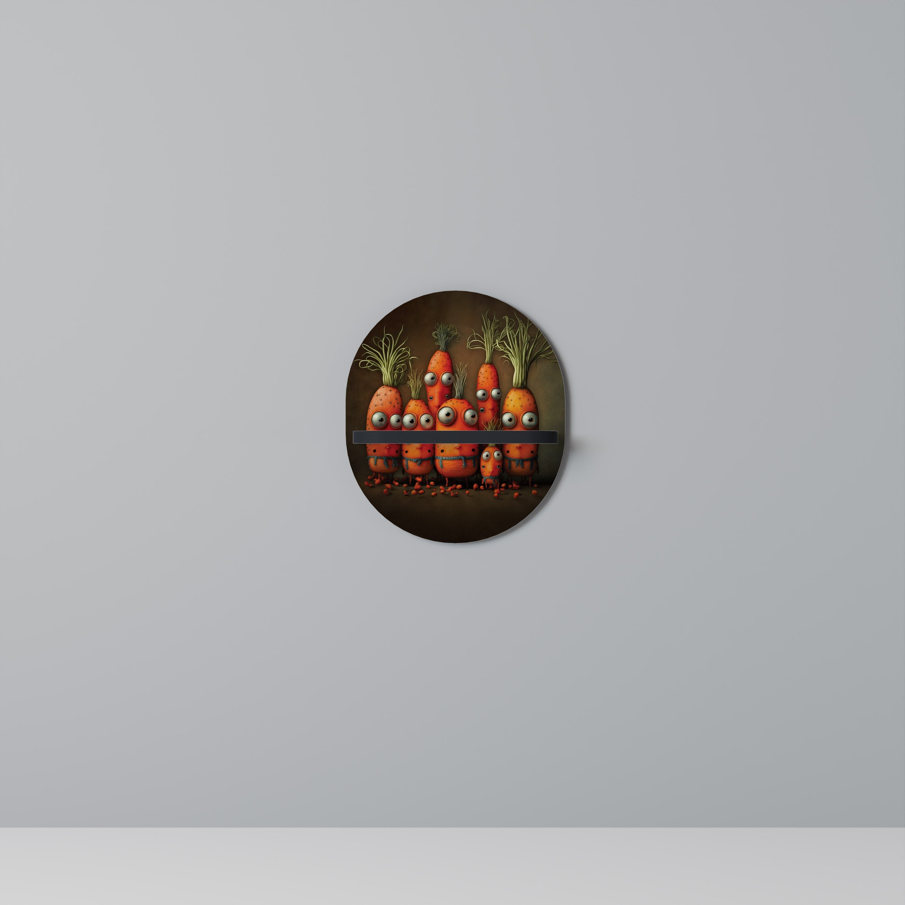 CUTE OR SCARY Ovales Kunstregal in Schwarz