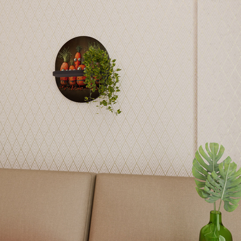 CUTE OR SCARY Ovales Kunstregal in Schwarz