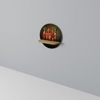 CUTE OR SCARY Rundes Kunstregal in Eiche-Optik