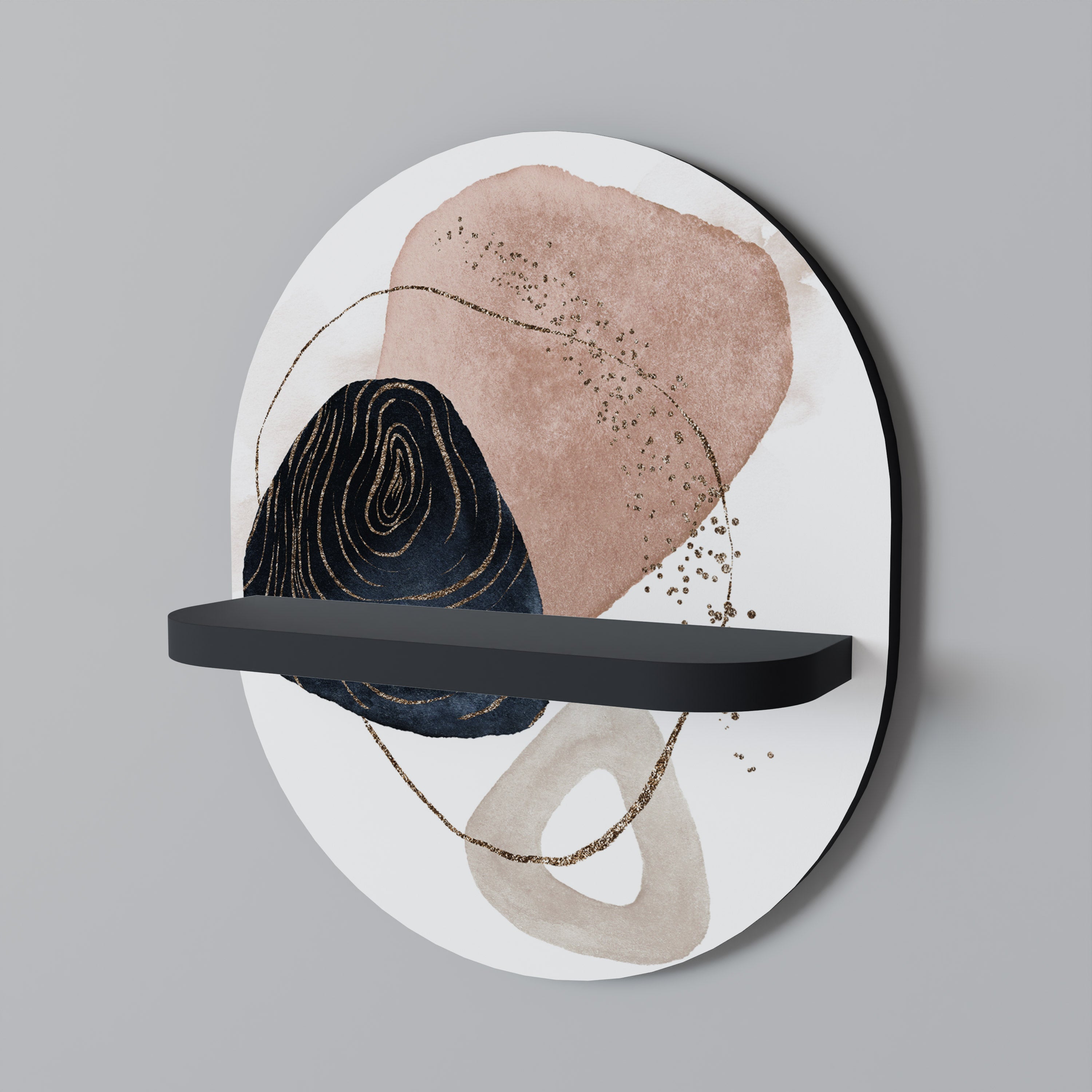 COLORFUL SHAPES Ovales Kunstregal in Schwarz