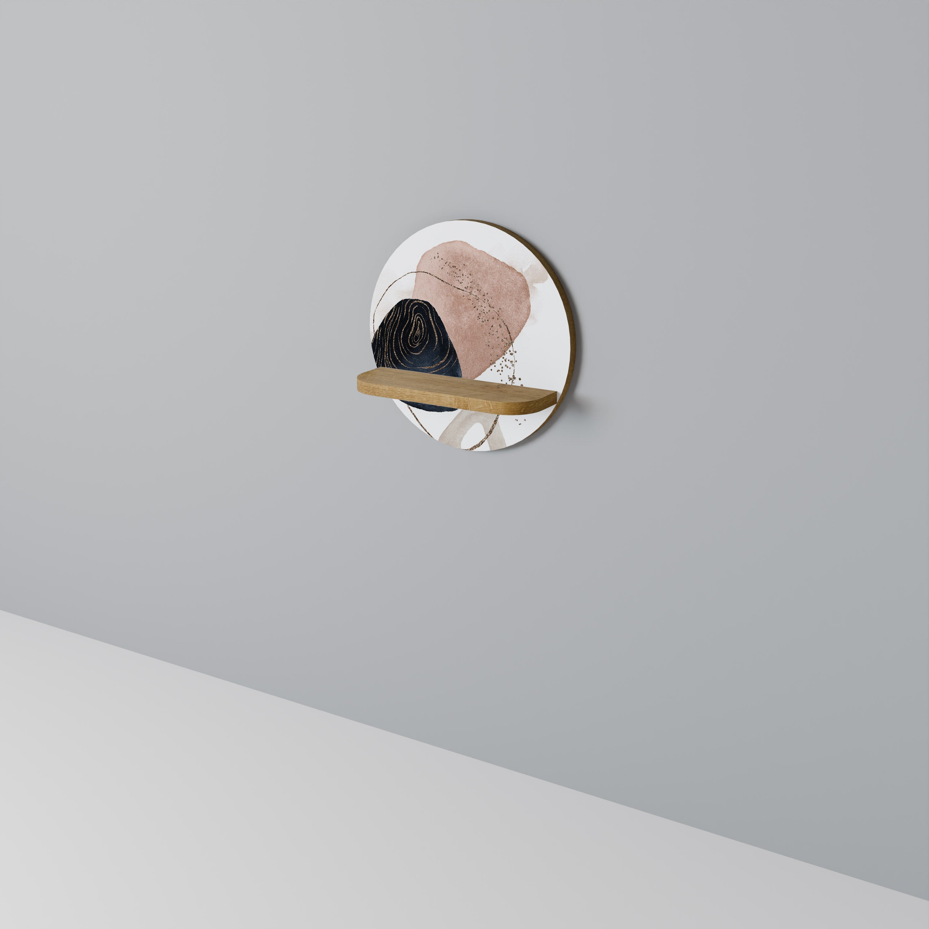 COLORFUL SHAPES Rundes Kunstregal in Eiche-Optik