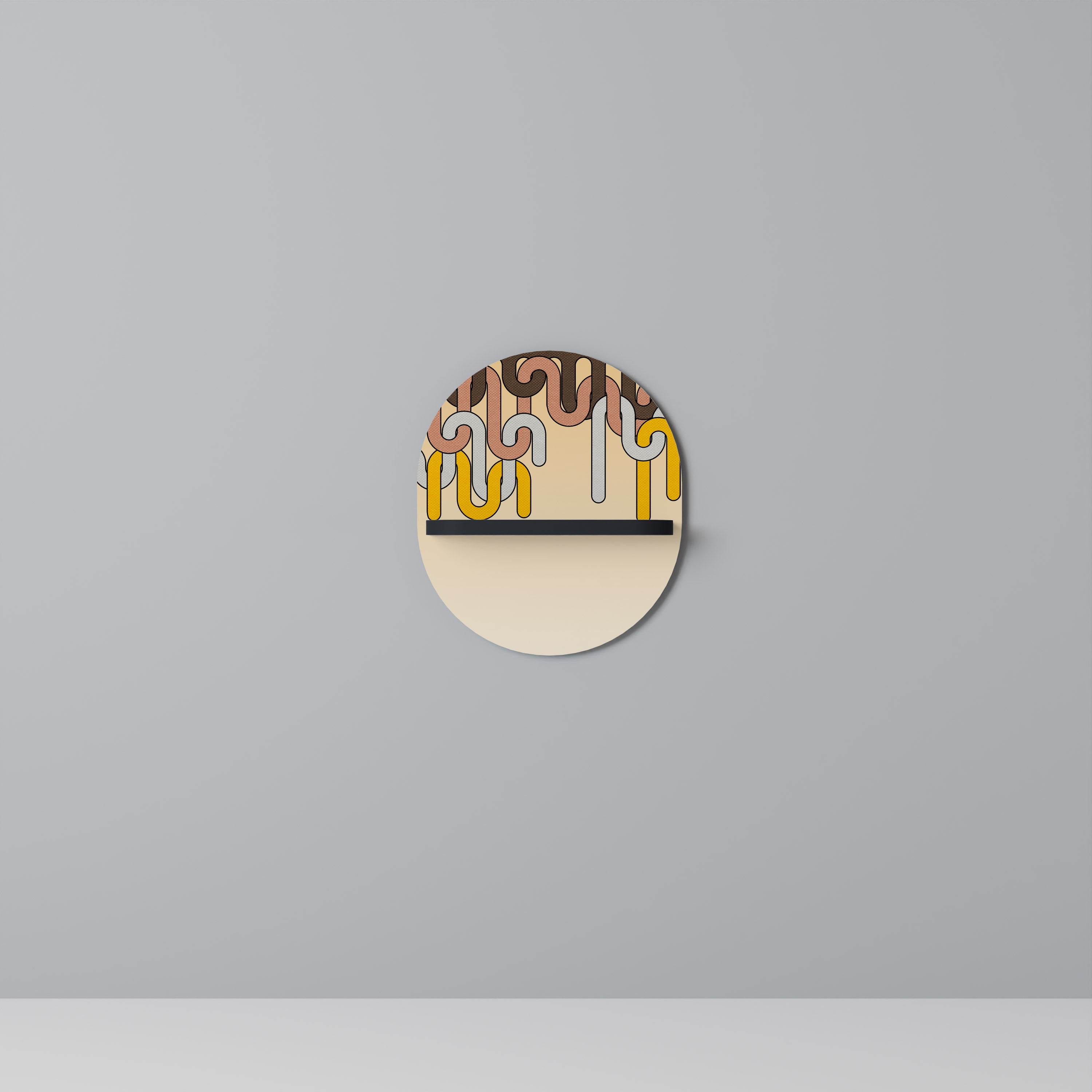 COLORFUL STRINGS Ovales Kunstregal in Schwarz