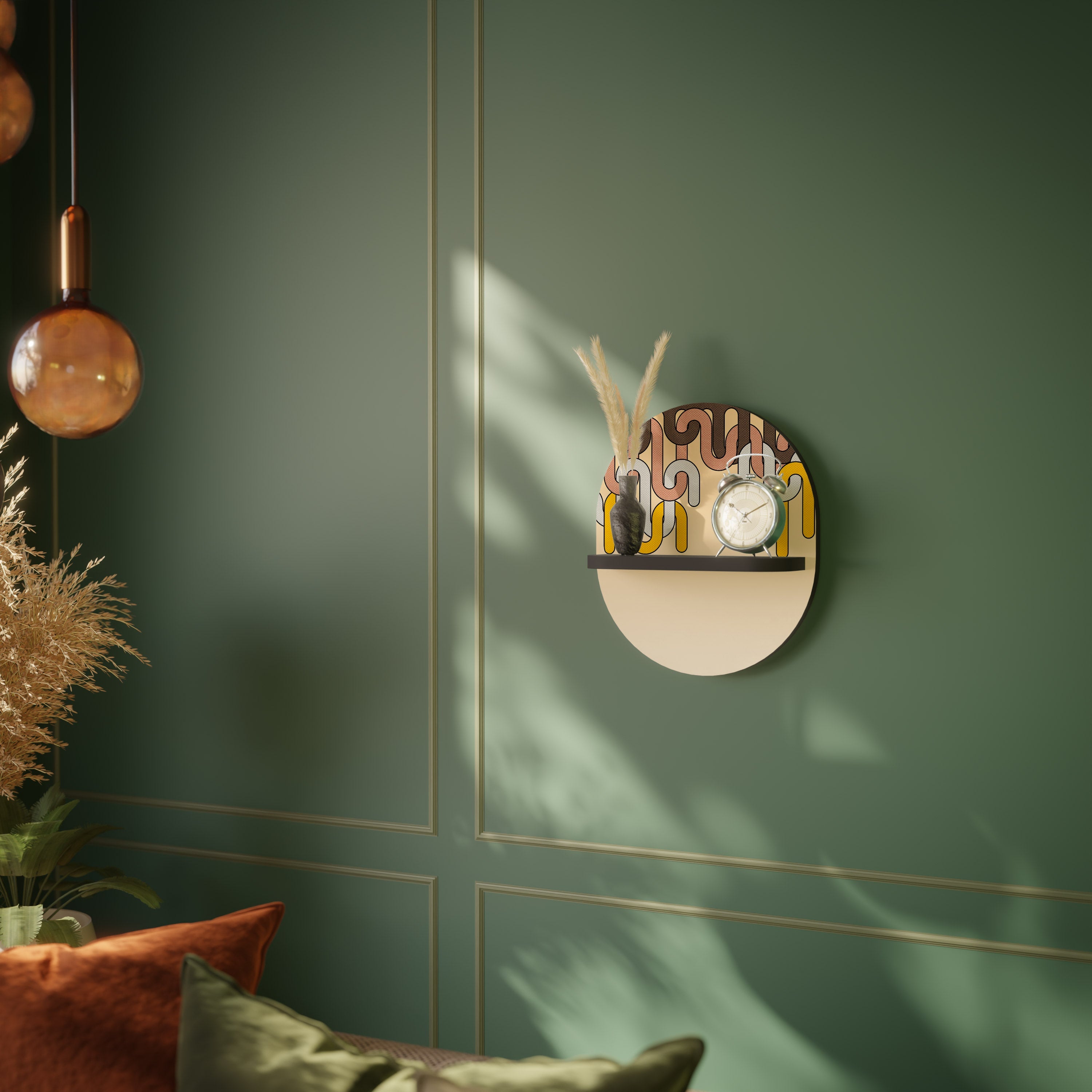 COLORFUL STRINGS Ovales Kunstregal in Schwarz