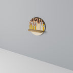 COLORFUL STRINGS Rundes Kunstregal in Eiche-Optik