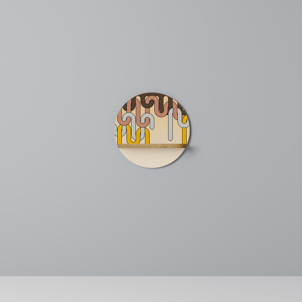 COLORFUL STRINGS Rundes Kunstregal in Eiche-Optik