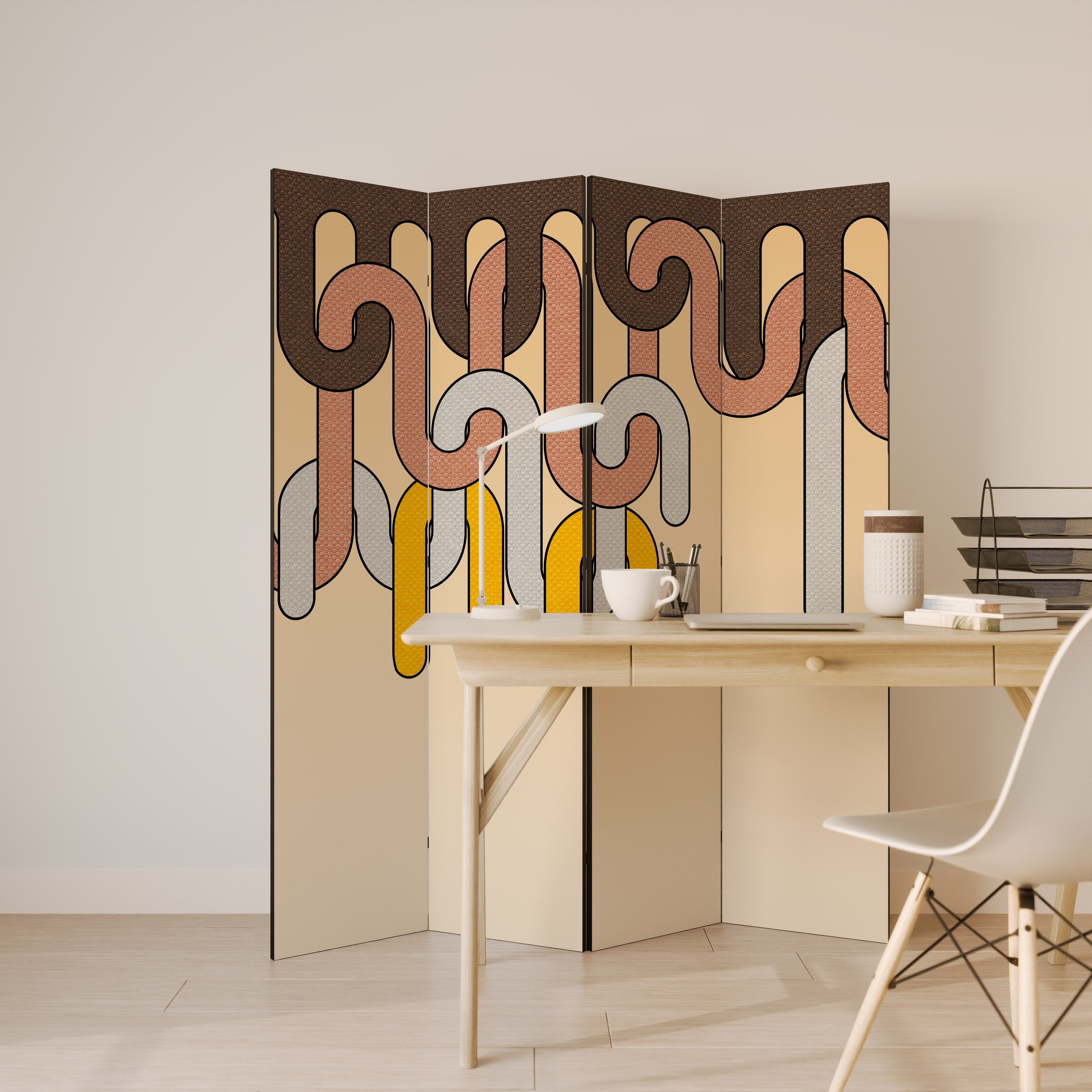 COLORFUL STRINGS Dekorativer 4-teiliger Raumteiler