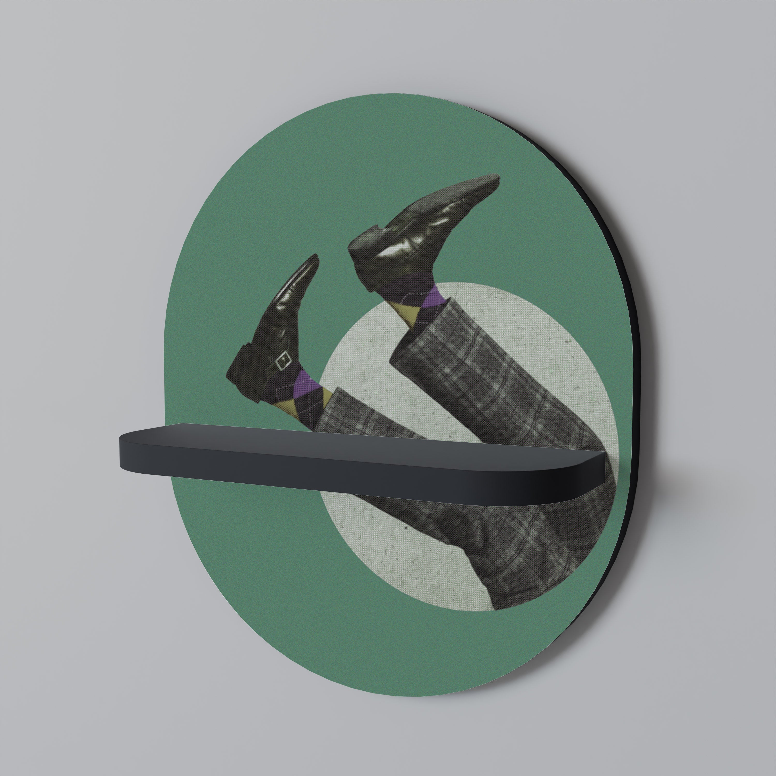 FALL OF MAN Ovales Kunstregal in Schwarz