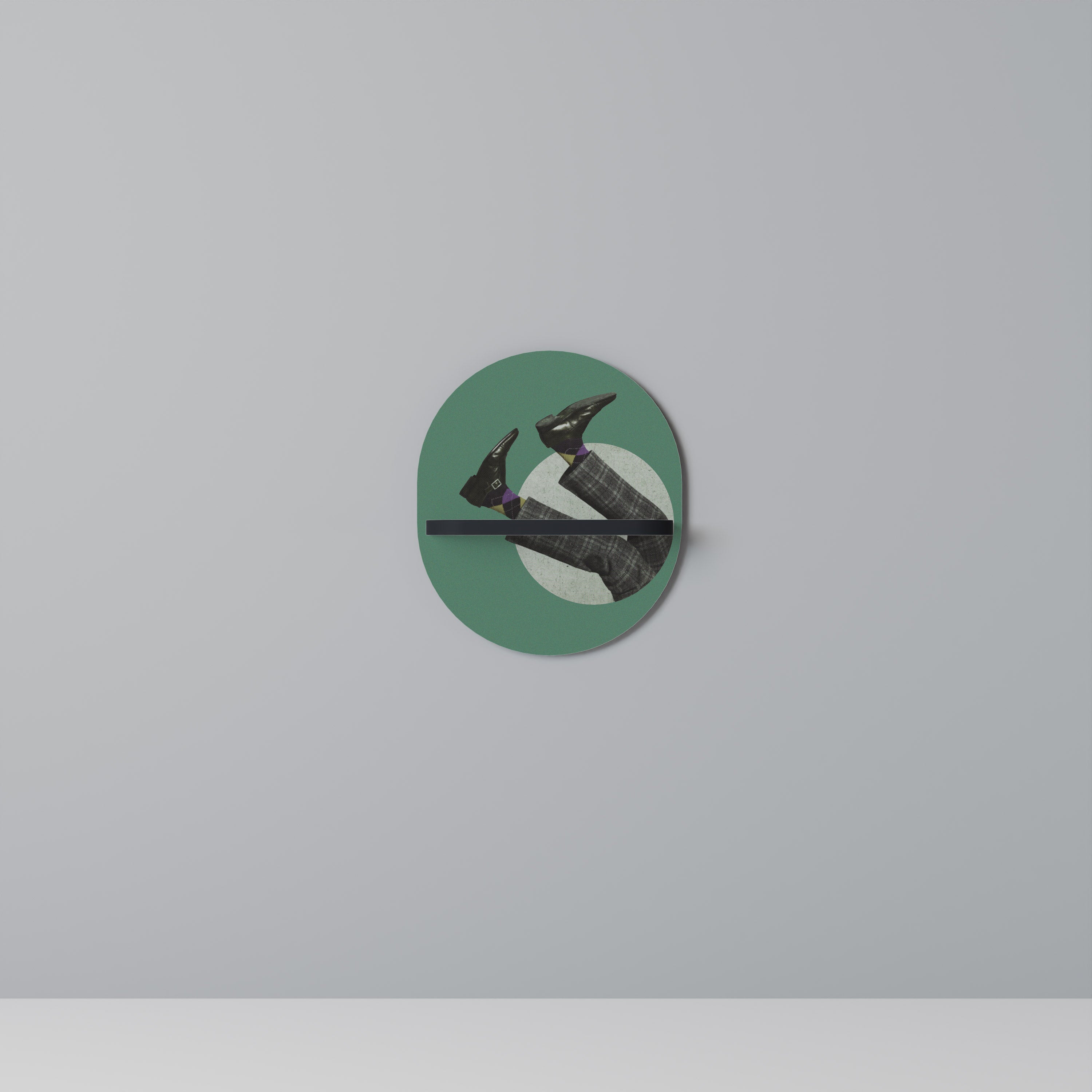 FALL OF MAN Ovales Kunstregal in Schwarz