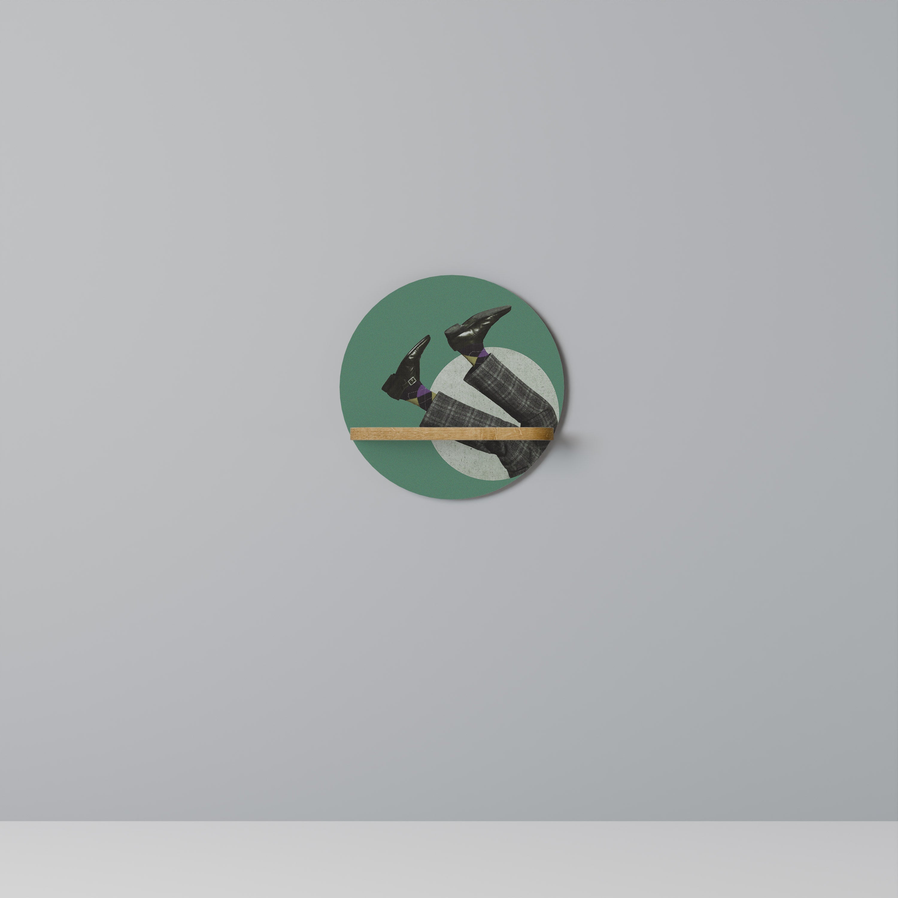 FALL OF MAN Rundes Kunstregal in Eiche-Optik