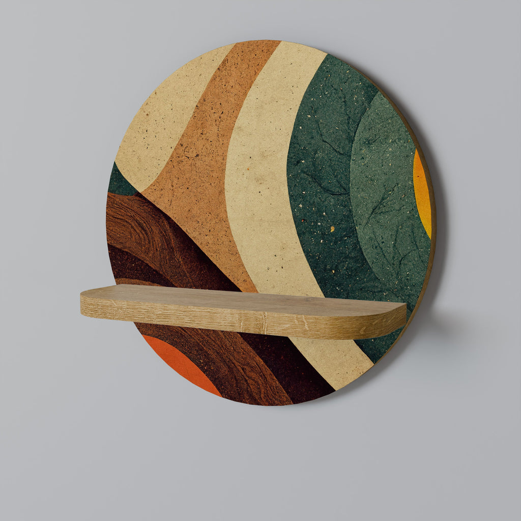 COLORFUL STRANDS Rundes Kunstregal in Eiche-Optik