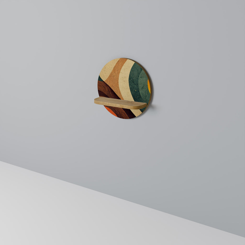 COLORFUL STRANDS Rundes Kunstregal in Eiche-Optik