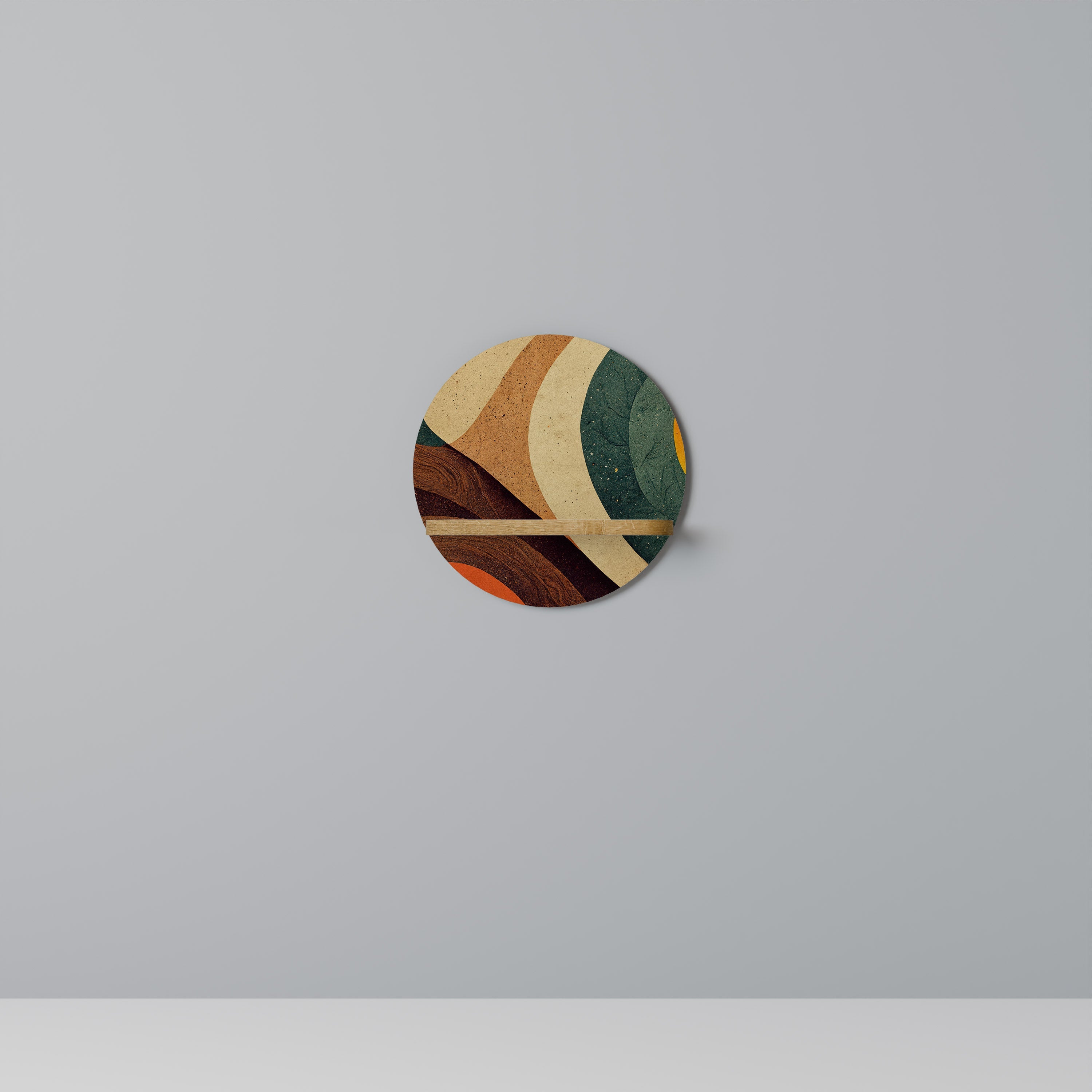 COLORFUL STRANDS Rundes Kunstregal in Eiche-Optik