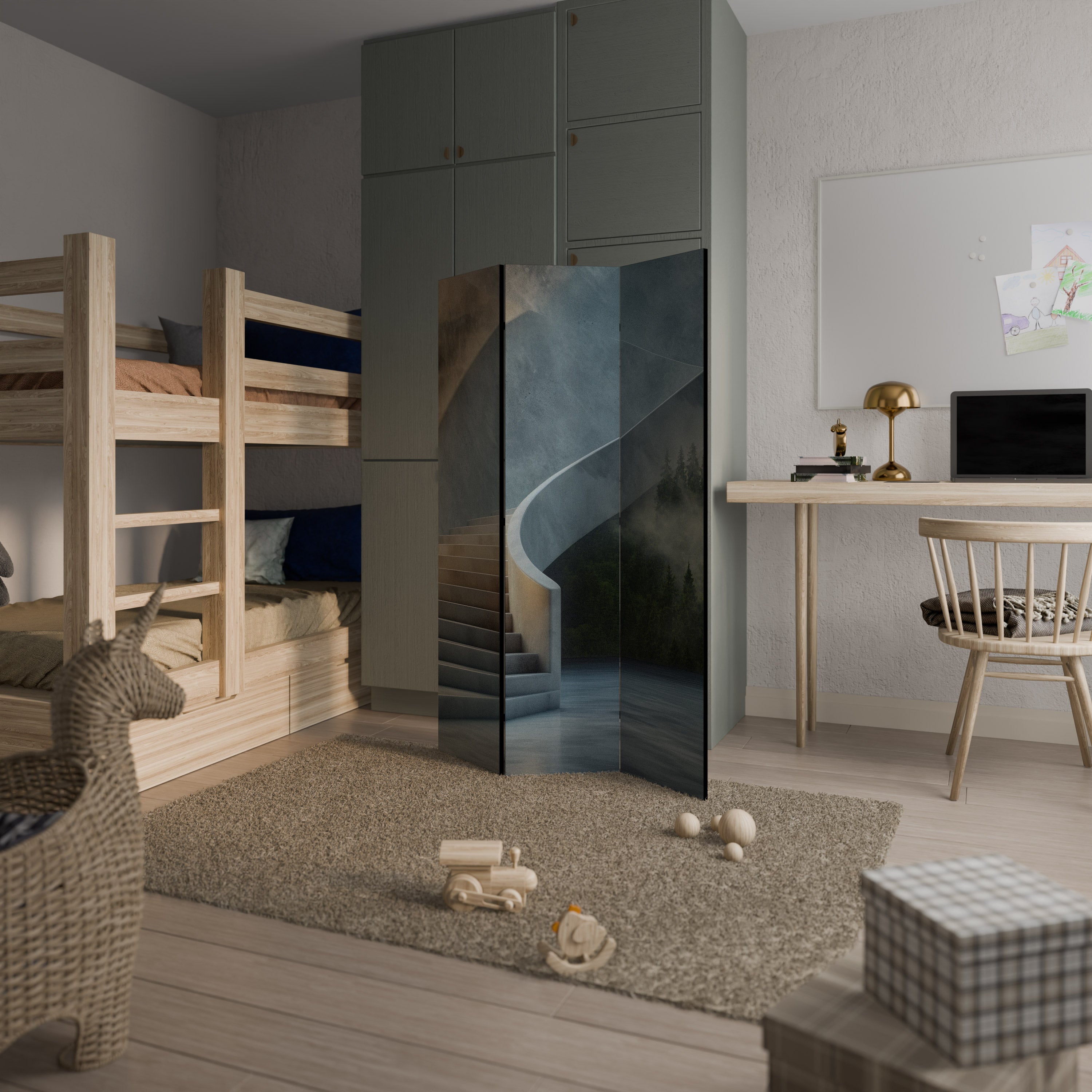 STEPS TO SERENITY 3-Panel Room Divider