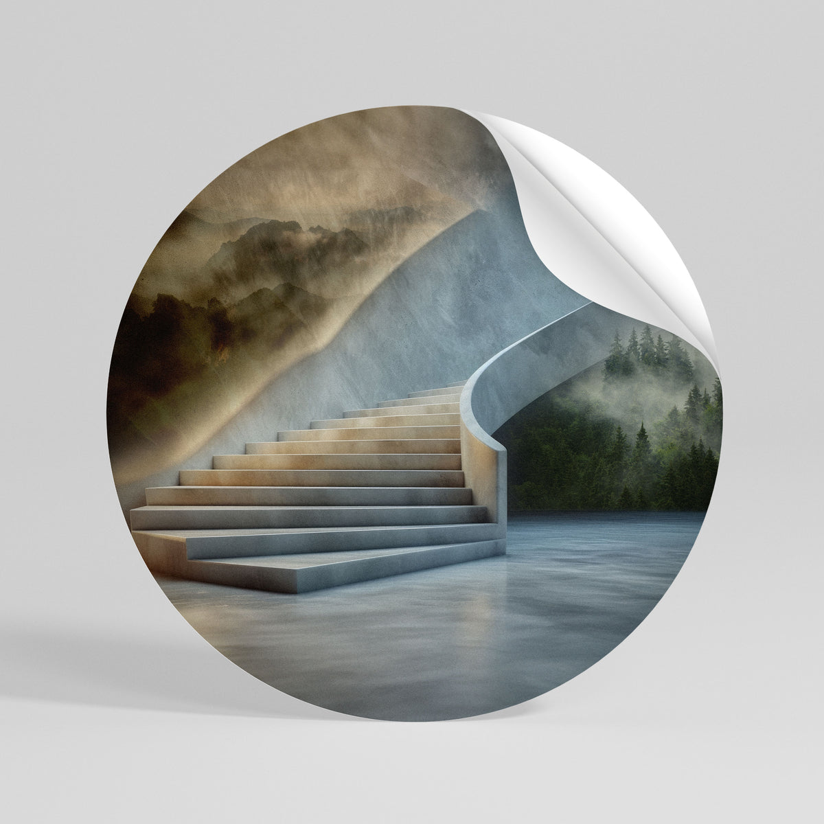 STEPS TO SERENITY Runder Wandsticker zum Abziehen und Aufkleben