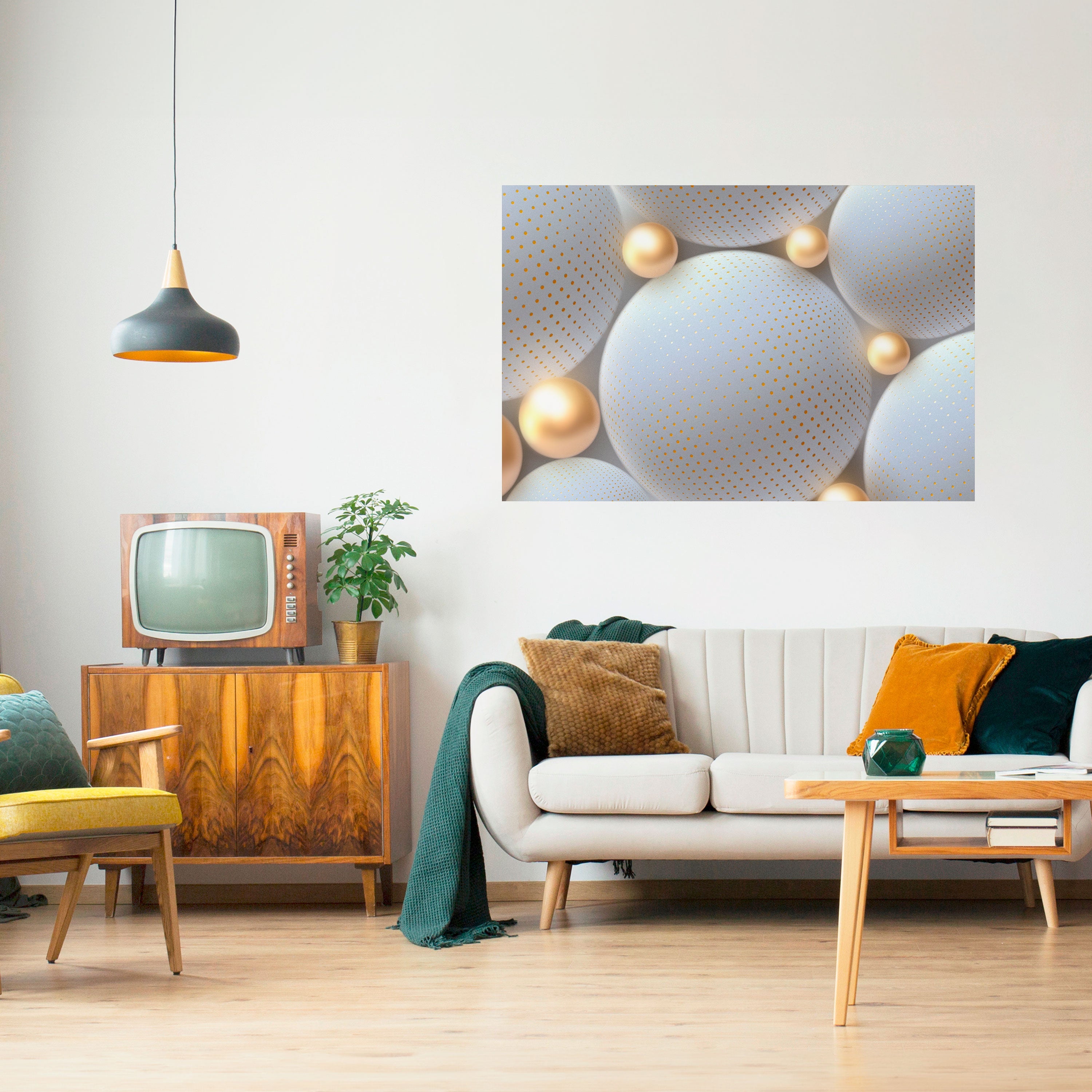 LUMINOUS SPHERICAL HARMONY Selbstklebendes Horizontal-Poster