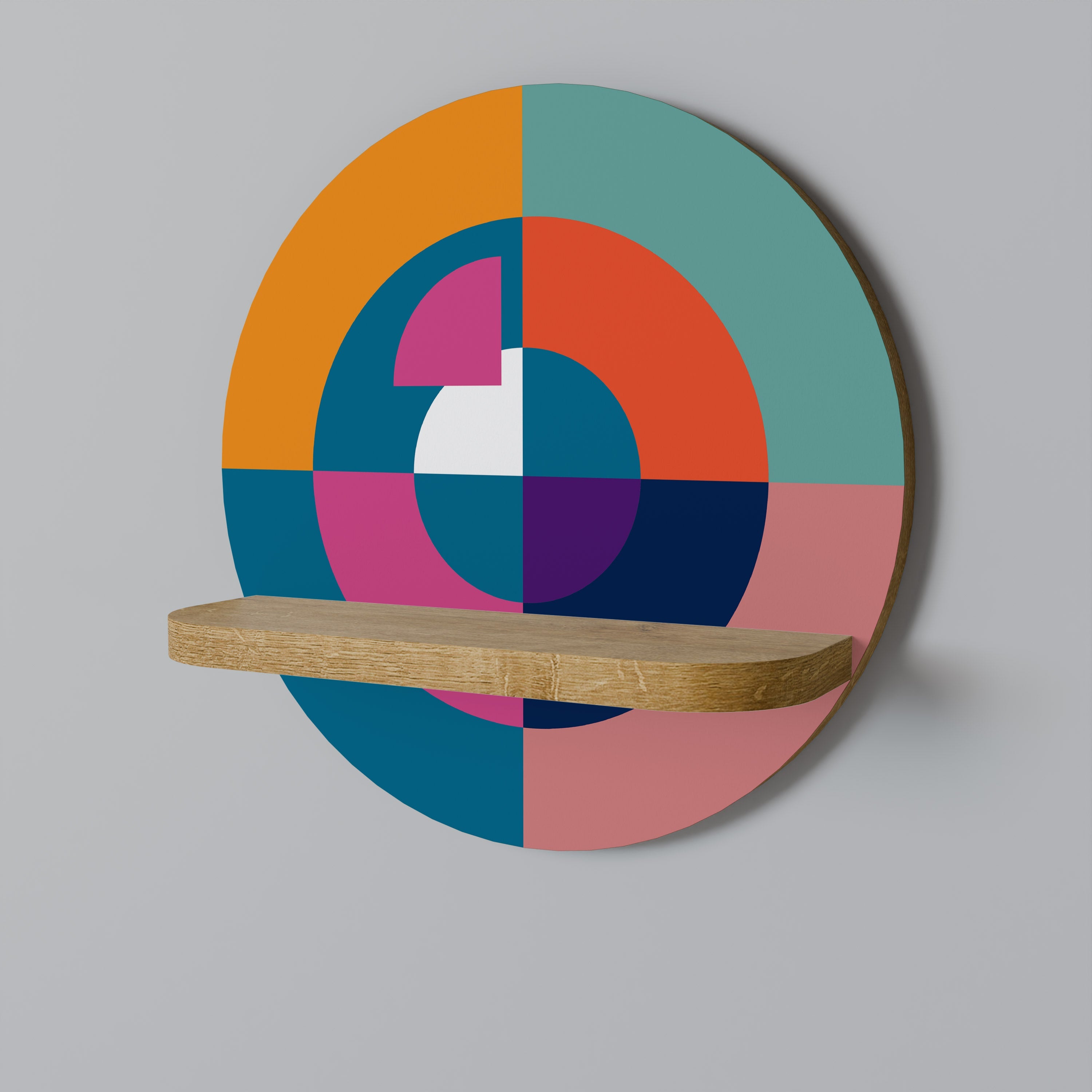 CREATING TOGETHER Rundes Kunstregal in Eiche-Optik