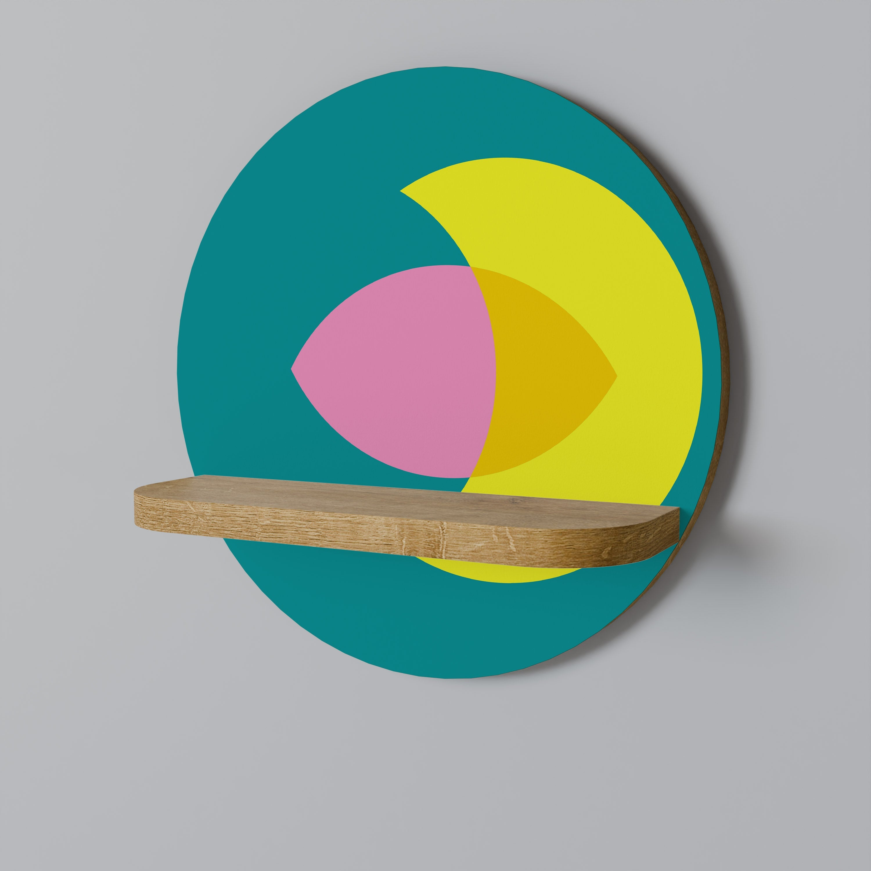 SPIRITUAL SUPPORT Rundes Kunstregal in Eiche-Optik